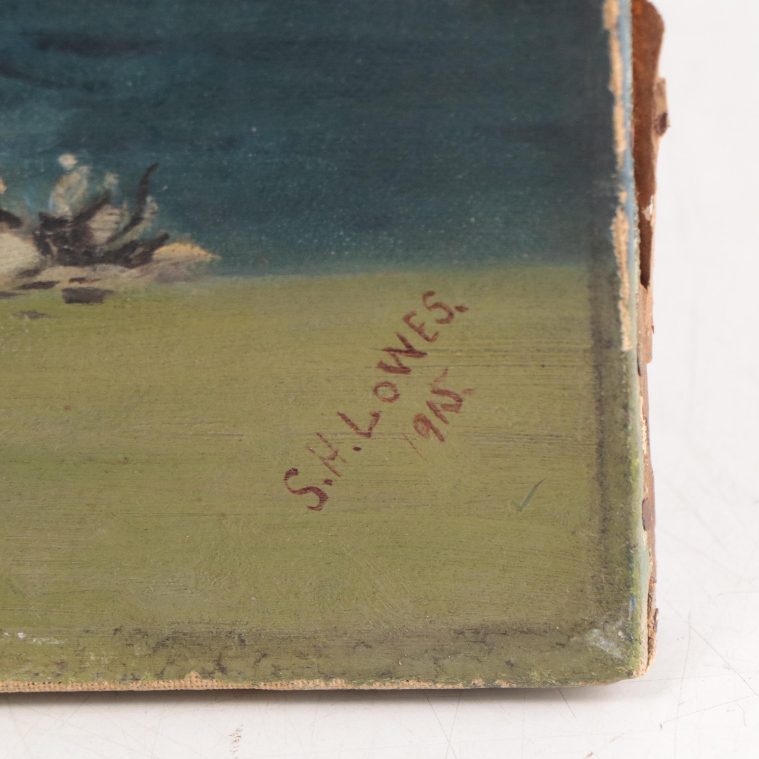 Seascape Oil Painting of Lighthouse, 1915