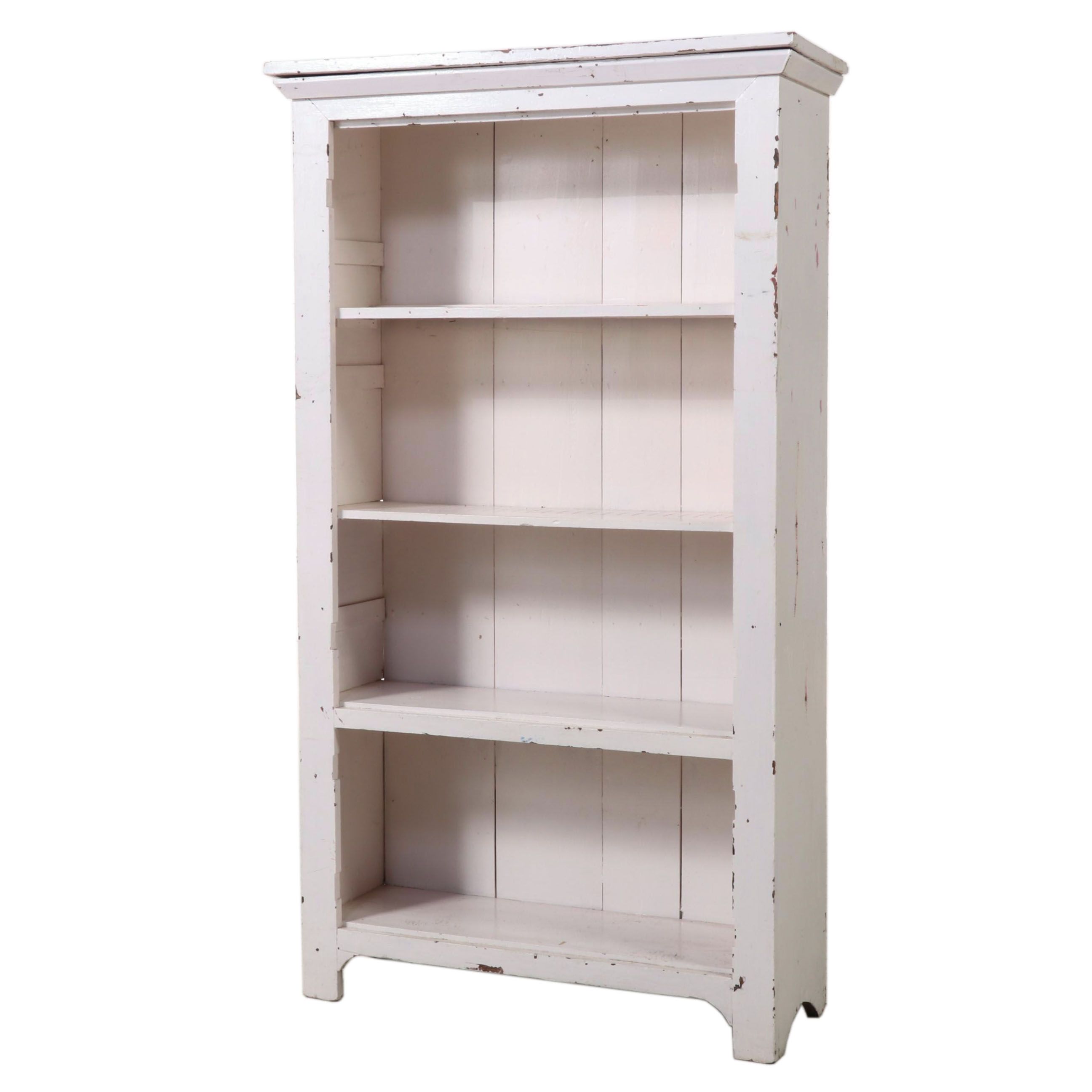 American Primitive White-Painted Wood Four-Tier Bookcase, Late 19th/Early 20th C