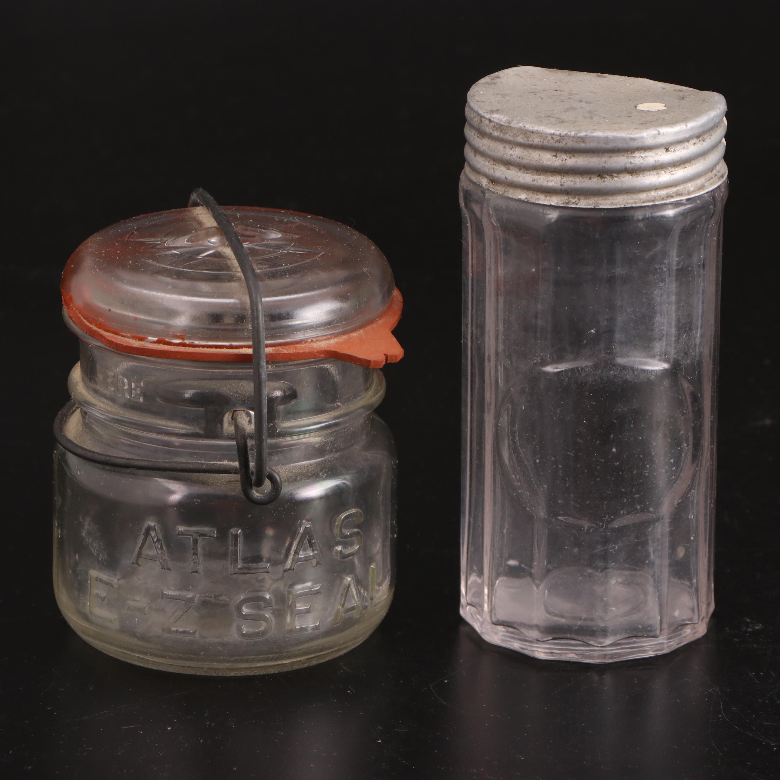 Milk Glass Salt and Pepper Shakers with Other Containers and Tableware