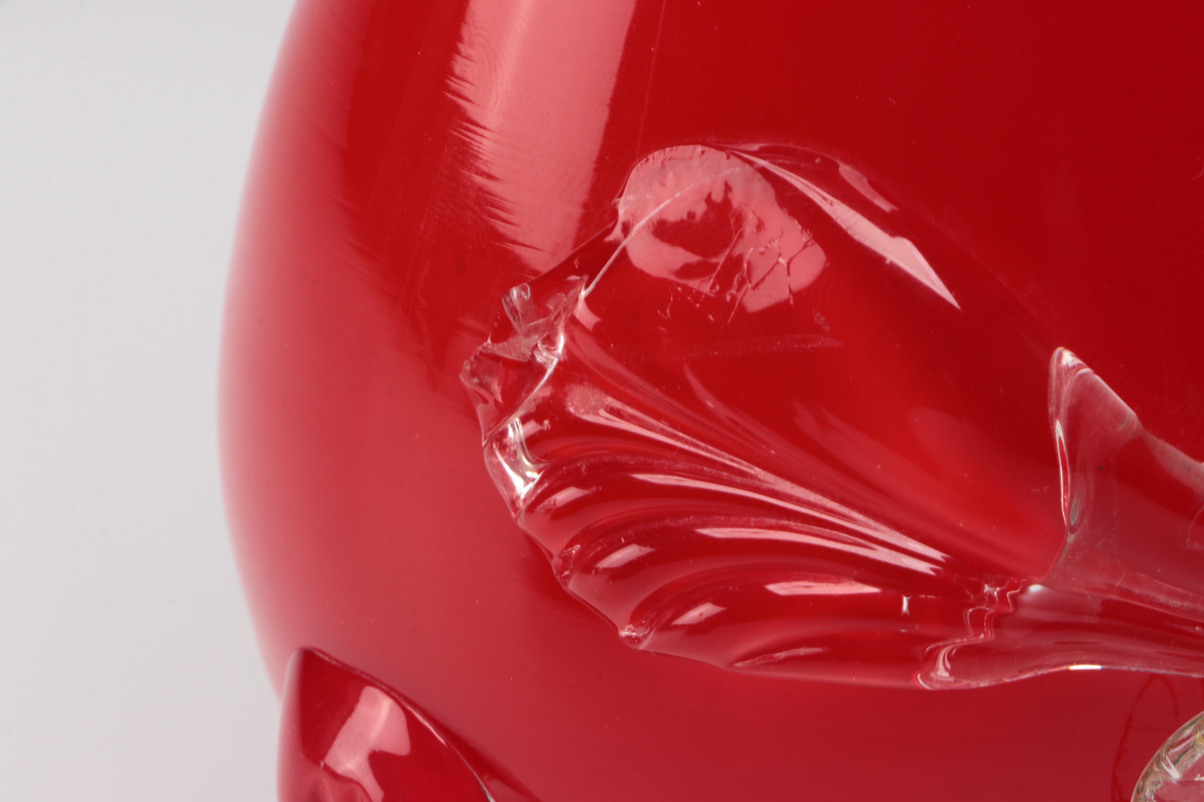 Cranberry Glass Vase with Applied Flower Accent and Other Glass Vase and Goblet