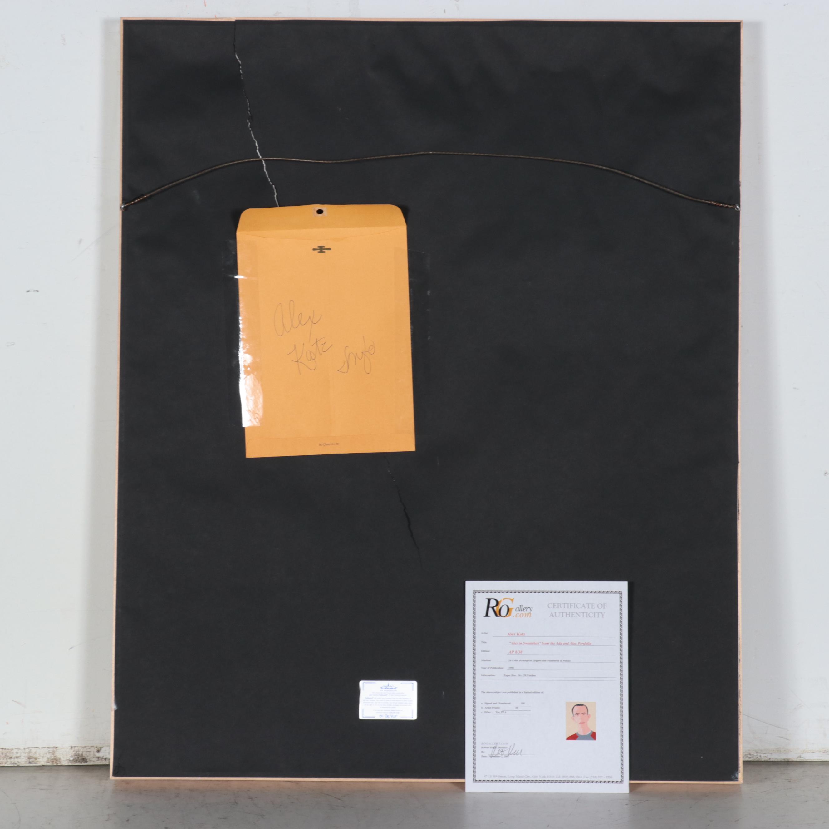 Alex Katz Serigraph "Alex in Sweatshirt," 1990