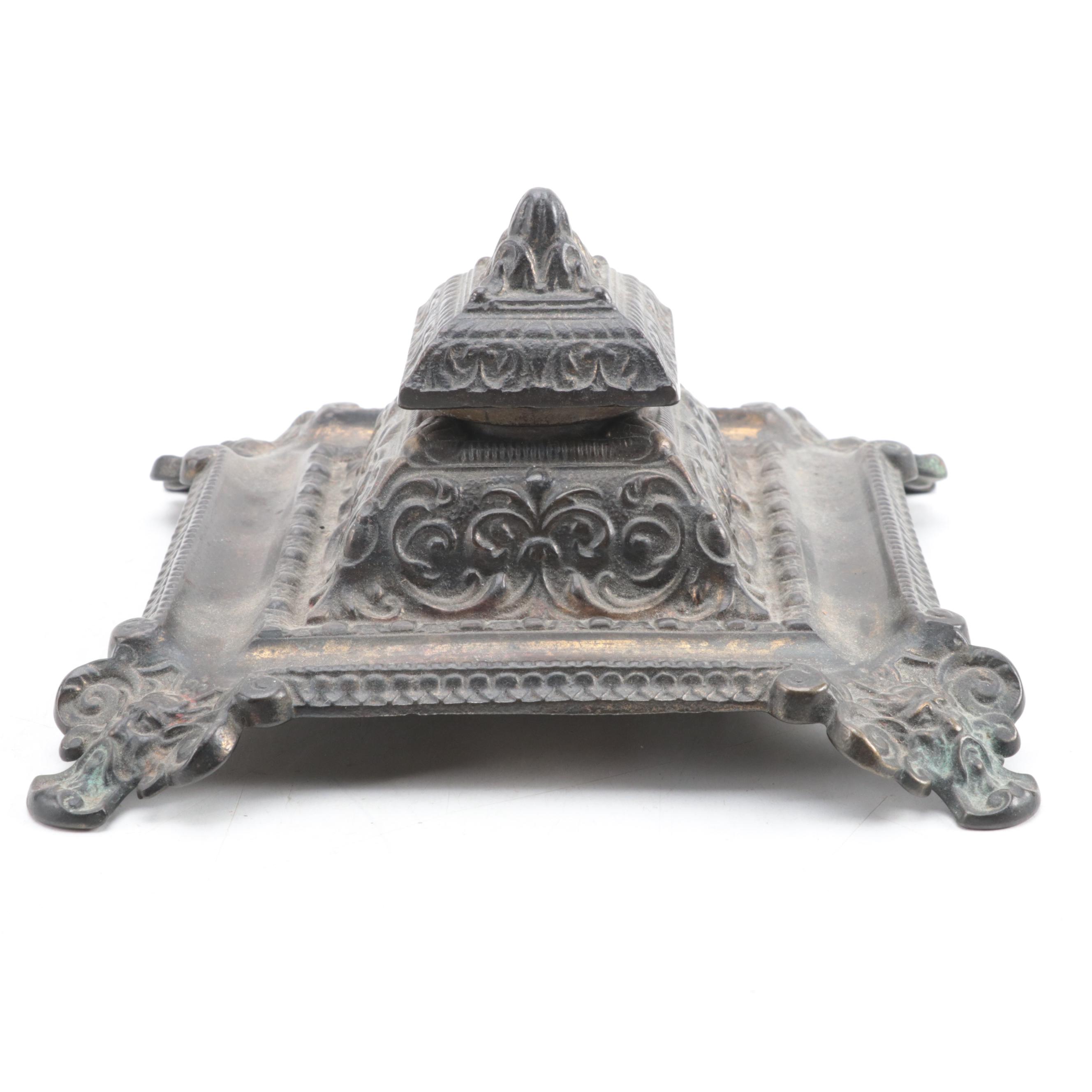 Le Fils and Lemaire Fabi Mother-of-Pearl Opera Glasses with Footed Inkwell