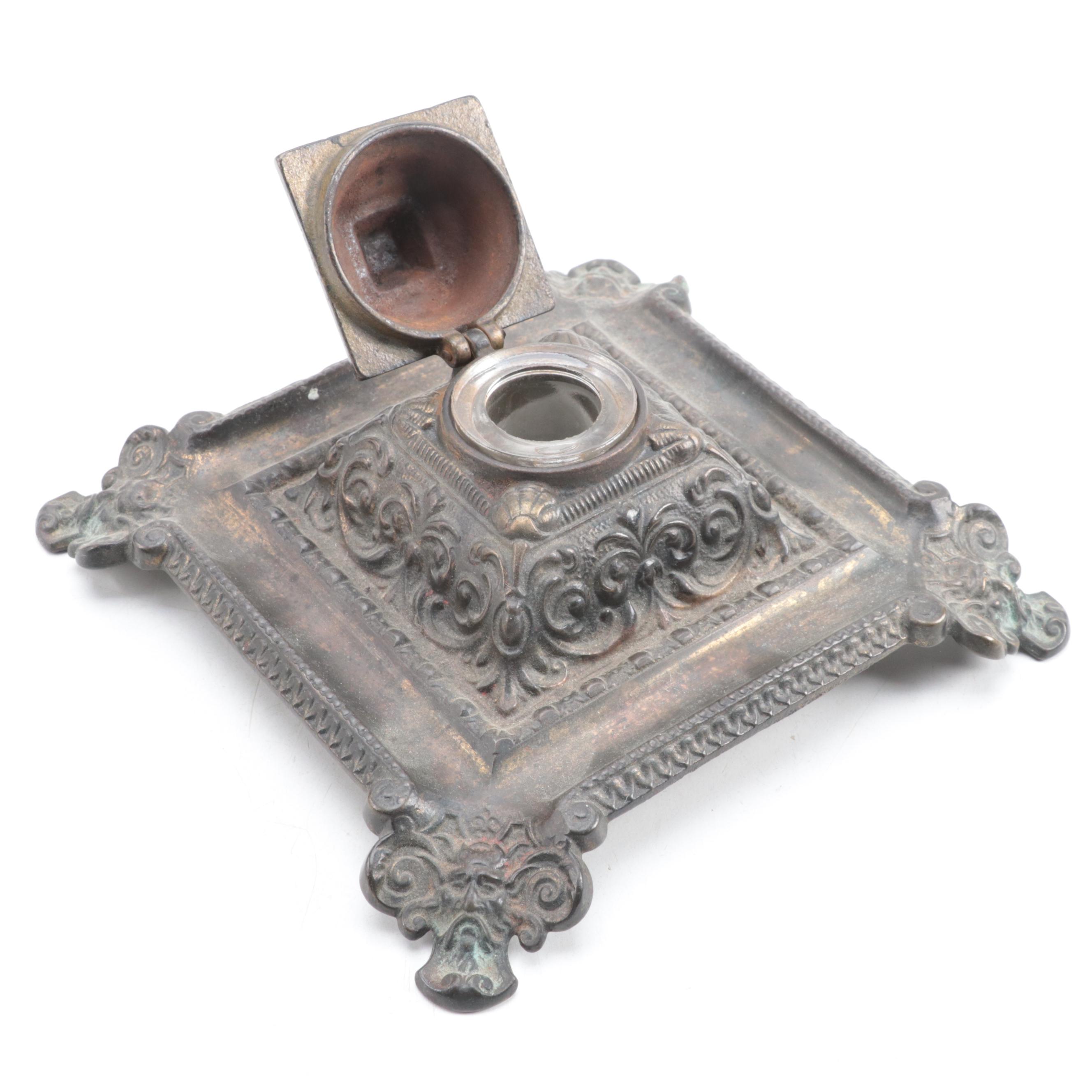 Le Fils and Lemaire Fabi Mother-of-Pearl Opera Glasses with Footed Inkwell