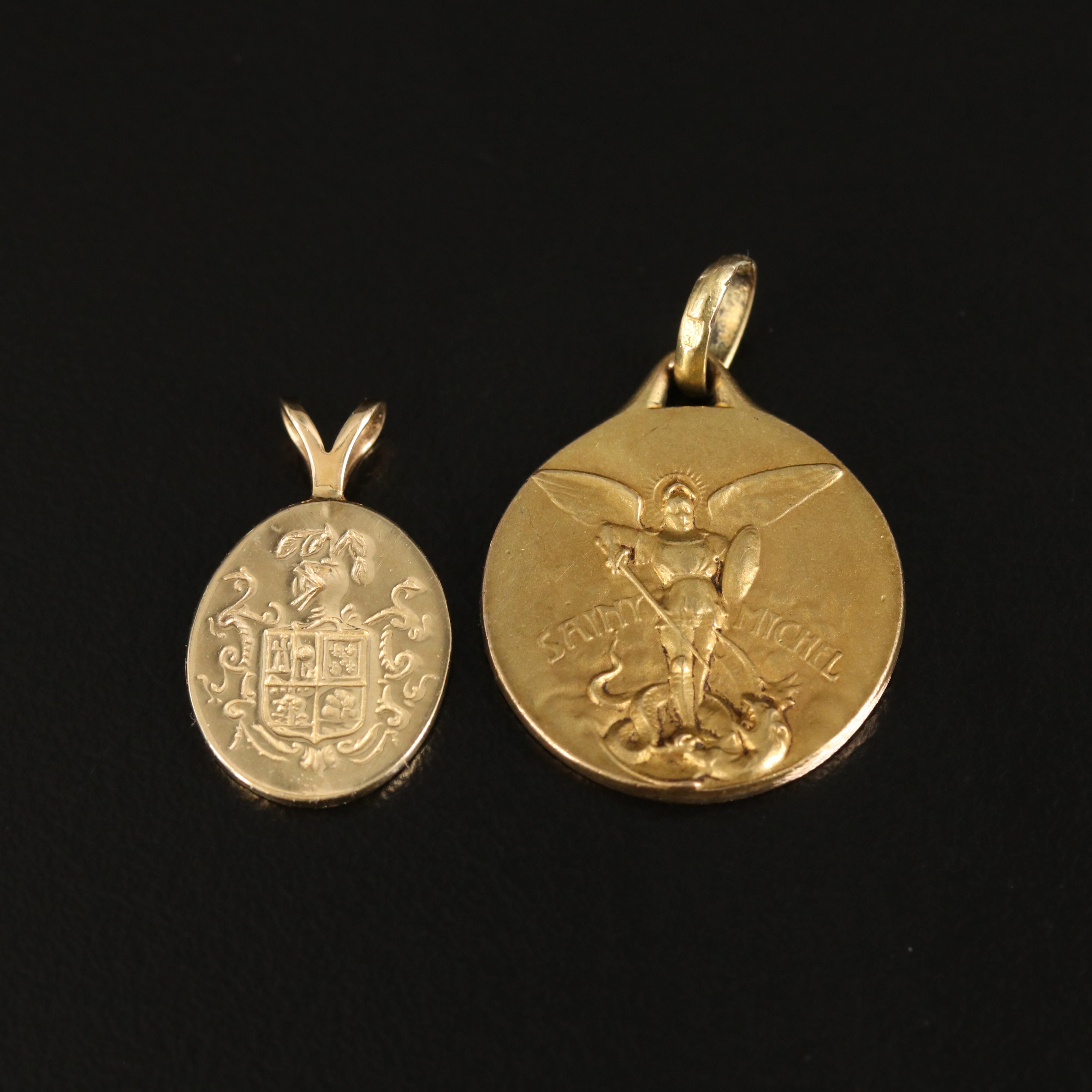 14K Crest Charm with St. Michael Pendant