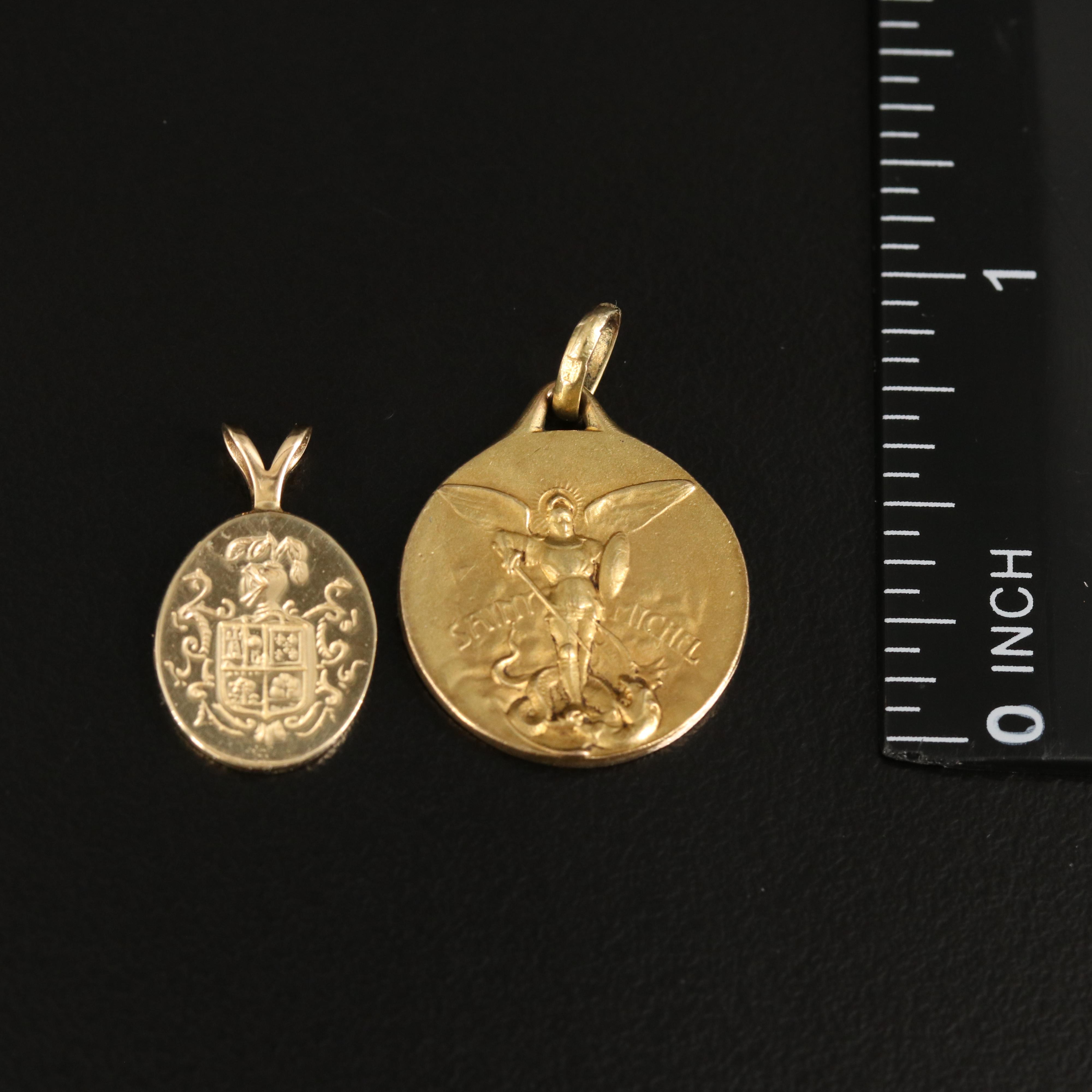 14K Crest Charm with St. Michael Pendant