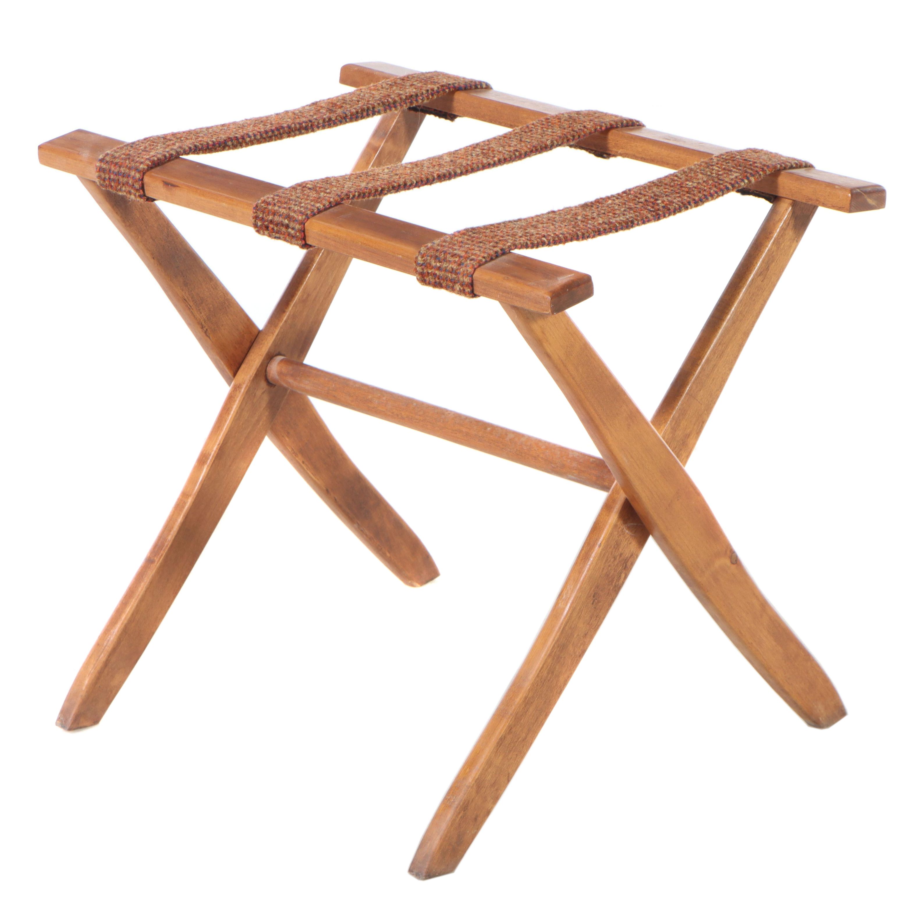 Rural Retreat Furnishings Slatted Wood Folding Luggage Rack, Late 20th Century