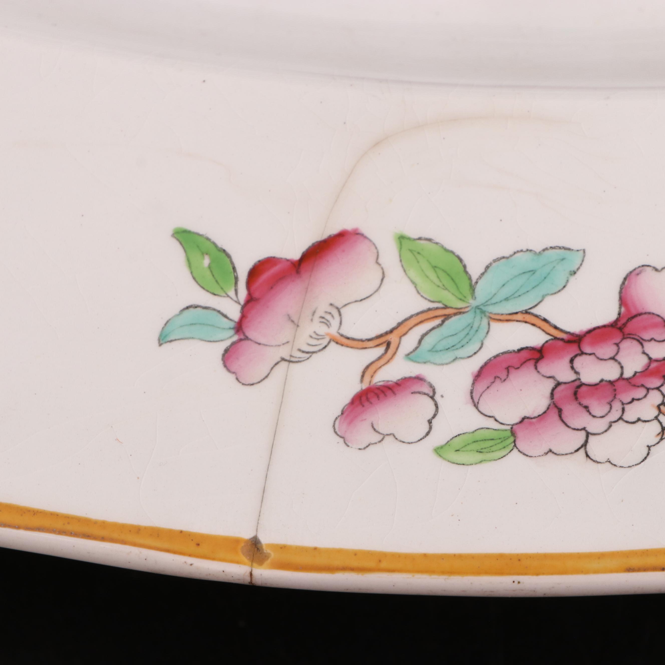 Copeland Chinoiserie Hand-Tinted Ironstone Meat Platter, 19th Century