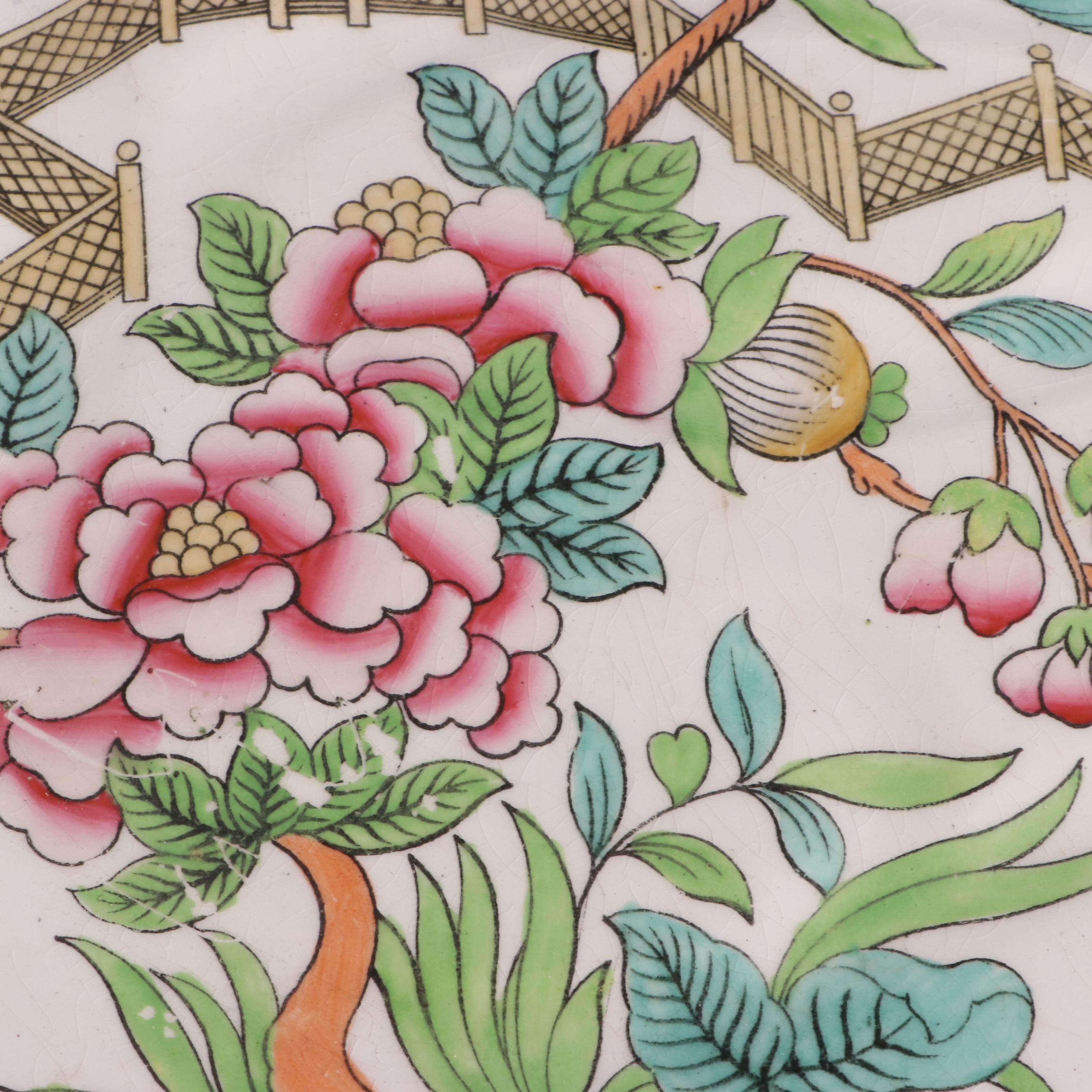 Copeland Chinoiserie Hand-Tinted Ironstone Meat Platter, 19th Century