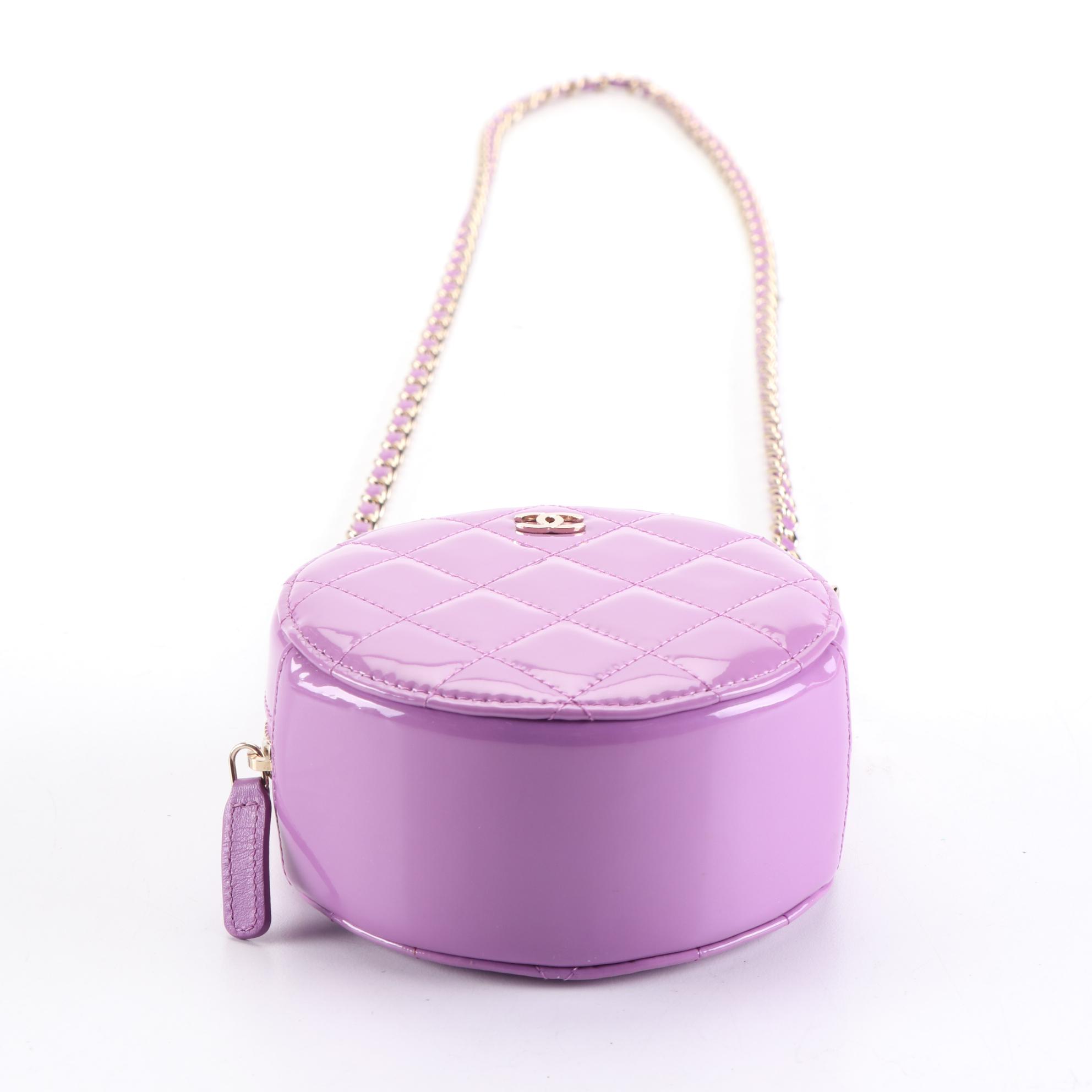 Chanel CC Round Crossbody Bag in Quilted Patent Leather
