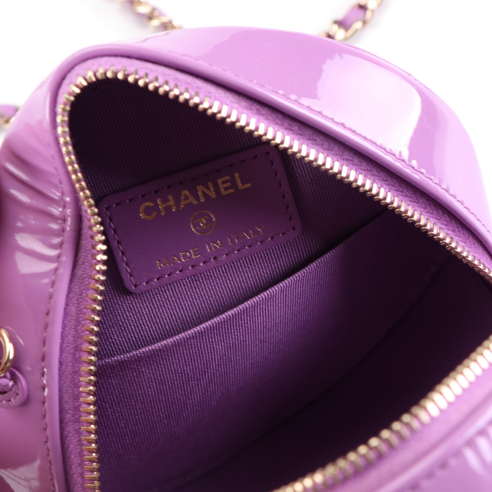 Chanel CC Round Crossbody Bag in Quilted Patent Leather