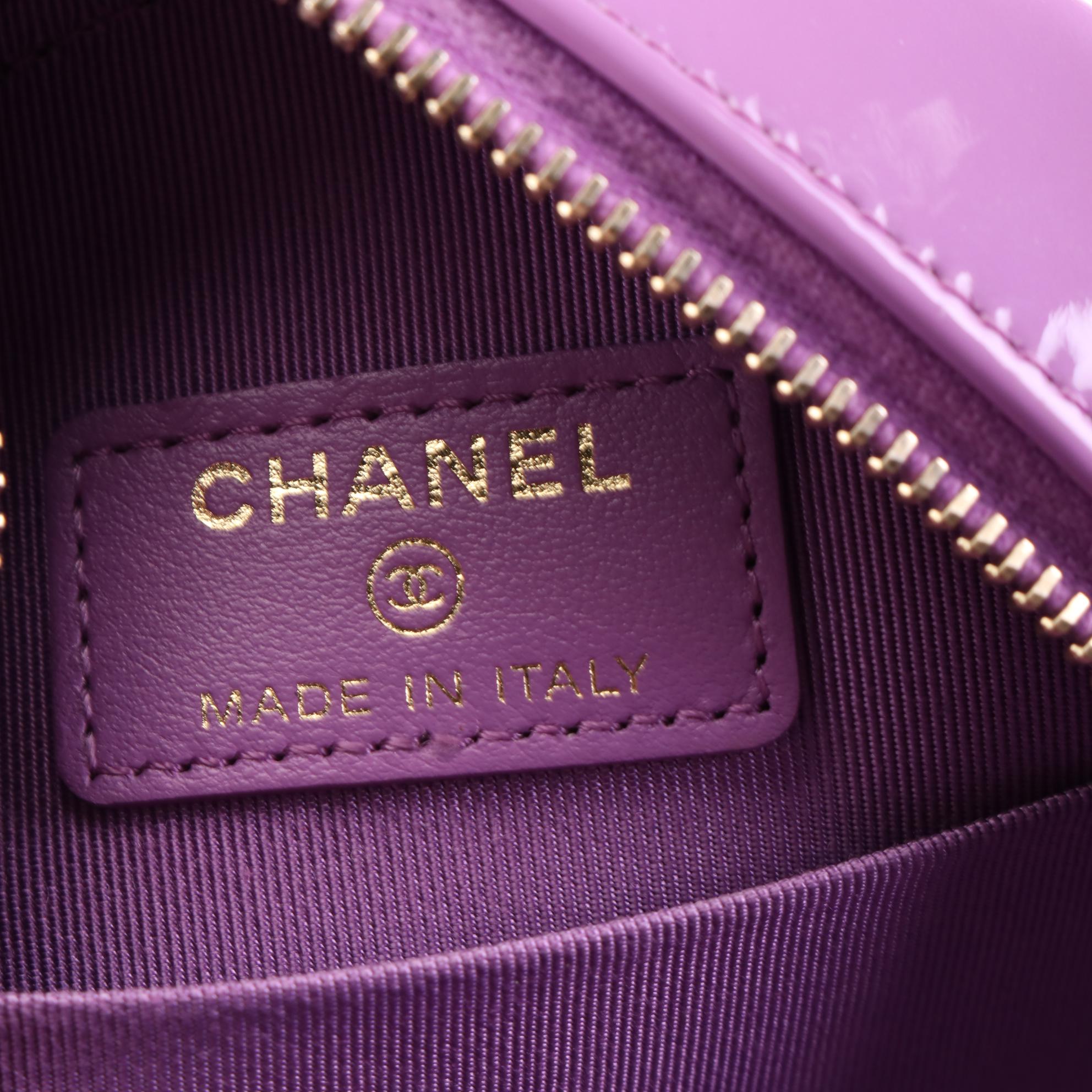 Chanel CC Round Crossbody Bag in Quilted Patent Leather