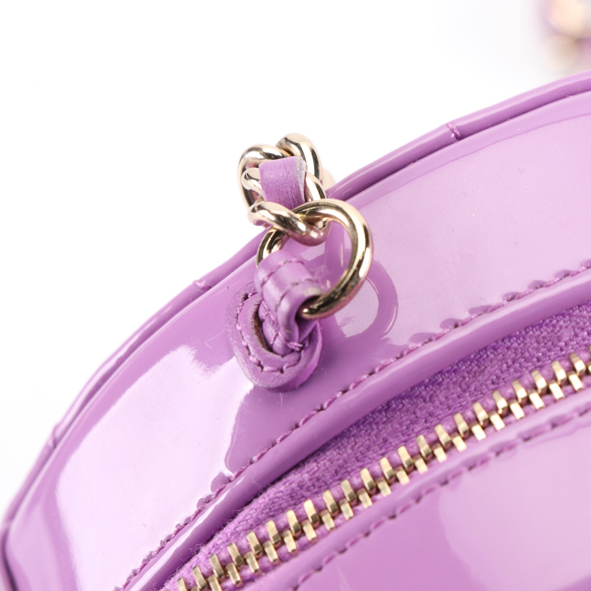 Chanel CC Round Crossbody Bag in Quilted Patent Leather