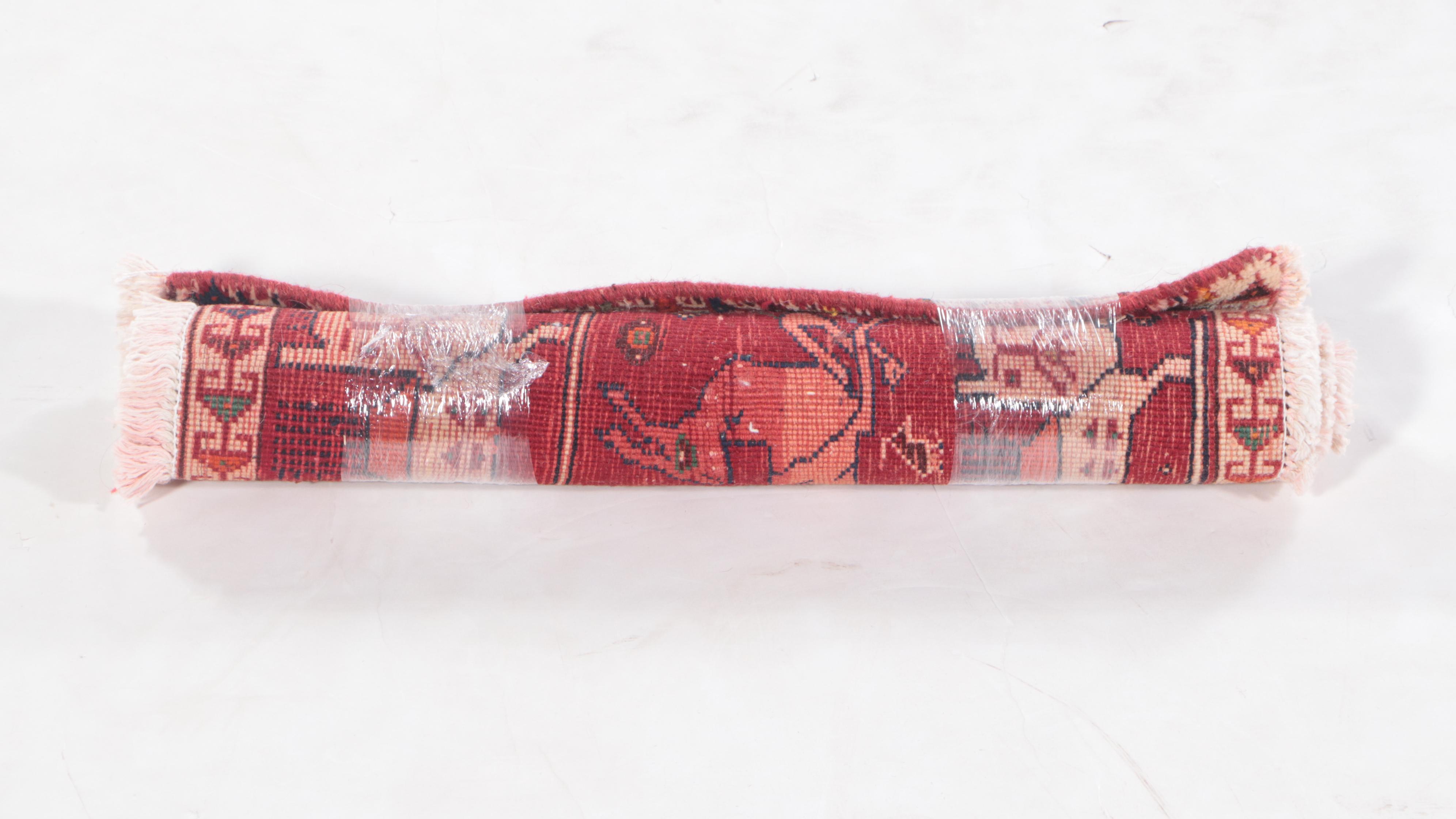 2' x 1'9 Hand-Knotted Persian Kurdish Pictorial Floor Mat