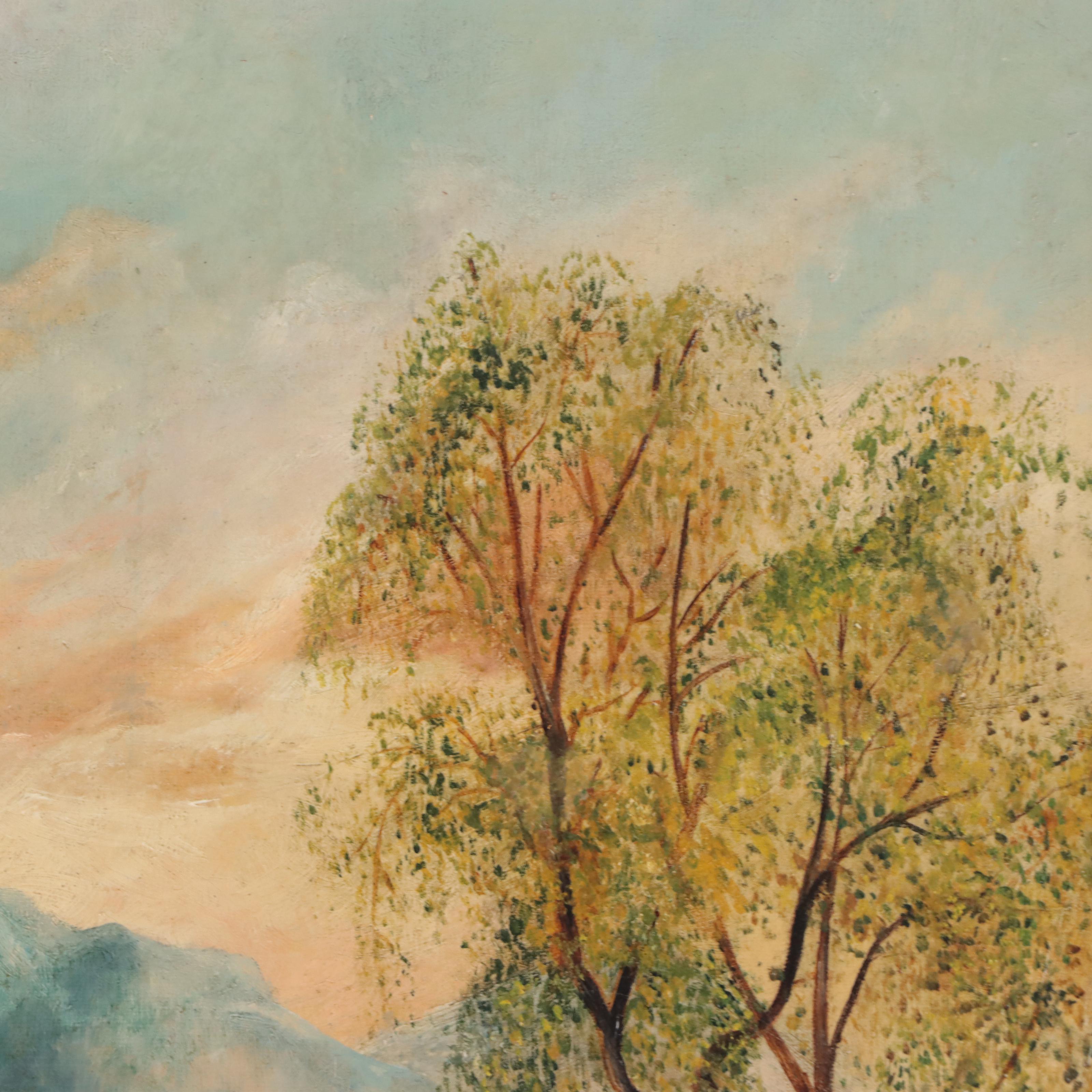 M. Ritchie Folk River Valley Landscape Oil Painting, 1894