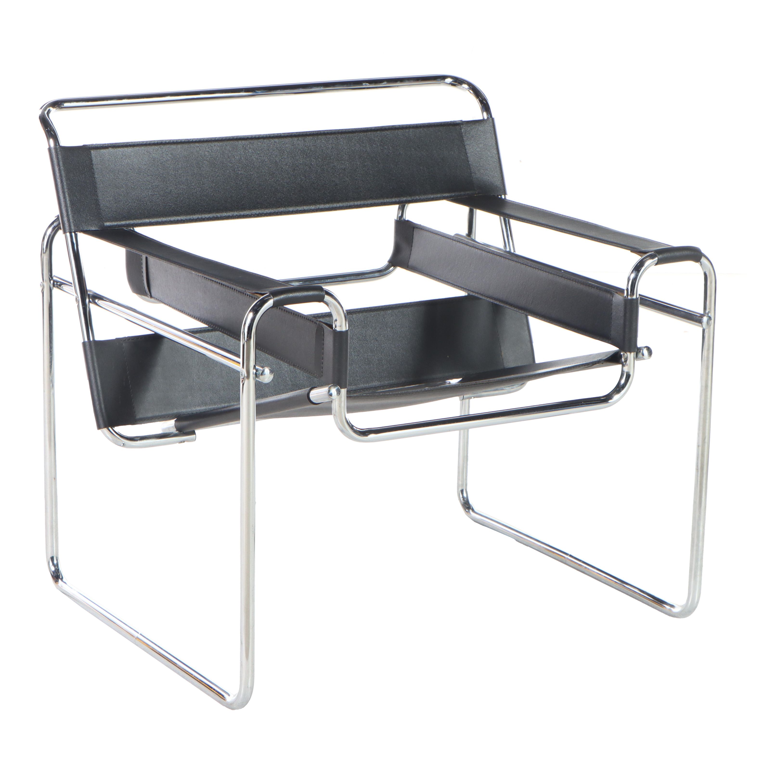 Wassily Chair in Chrome and Leather After a Design by Marcel Breuer