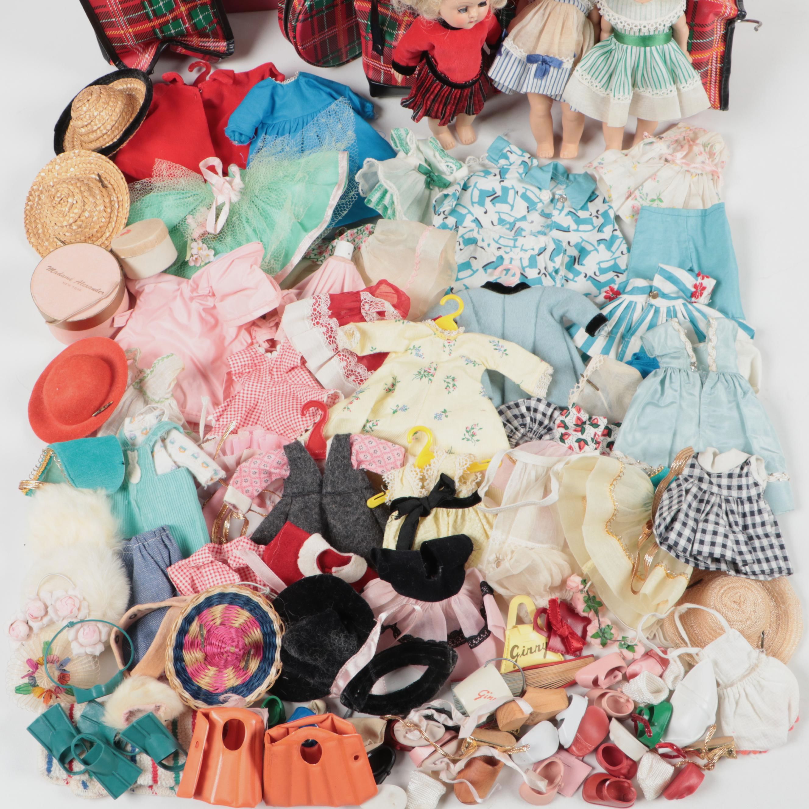 Vouge "Ginny" Walker Dolls with Clothing and Accessories, Mid-20th Century