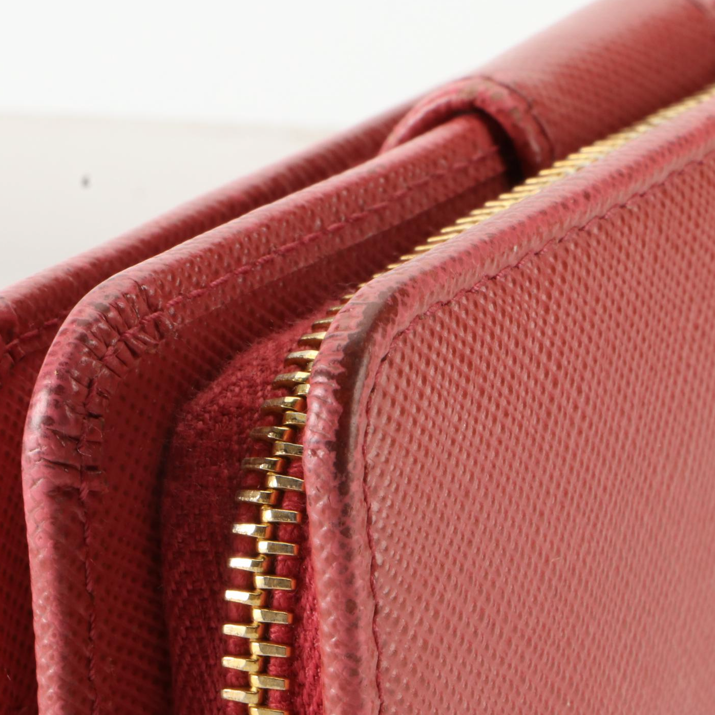 Prada Compact Multifunction Wallet in Dark Pink Saffiano Leather