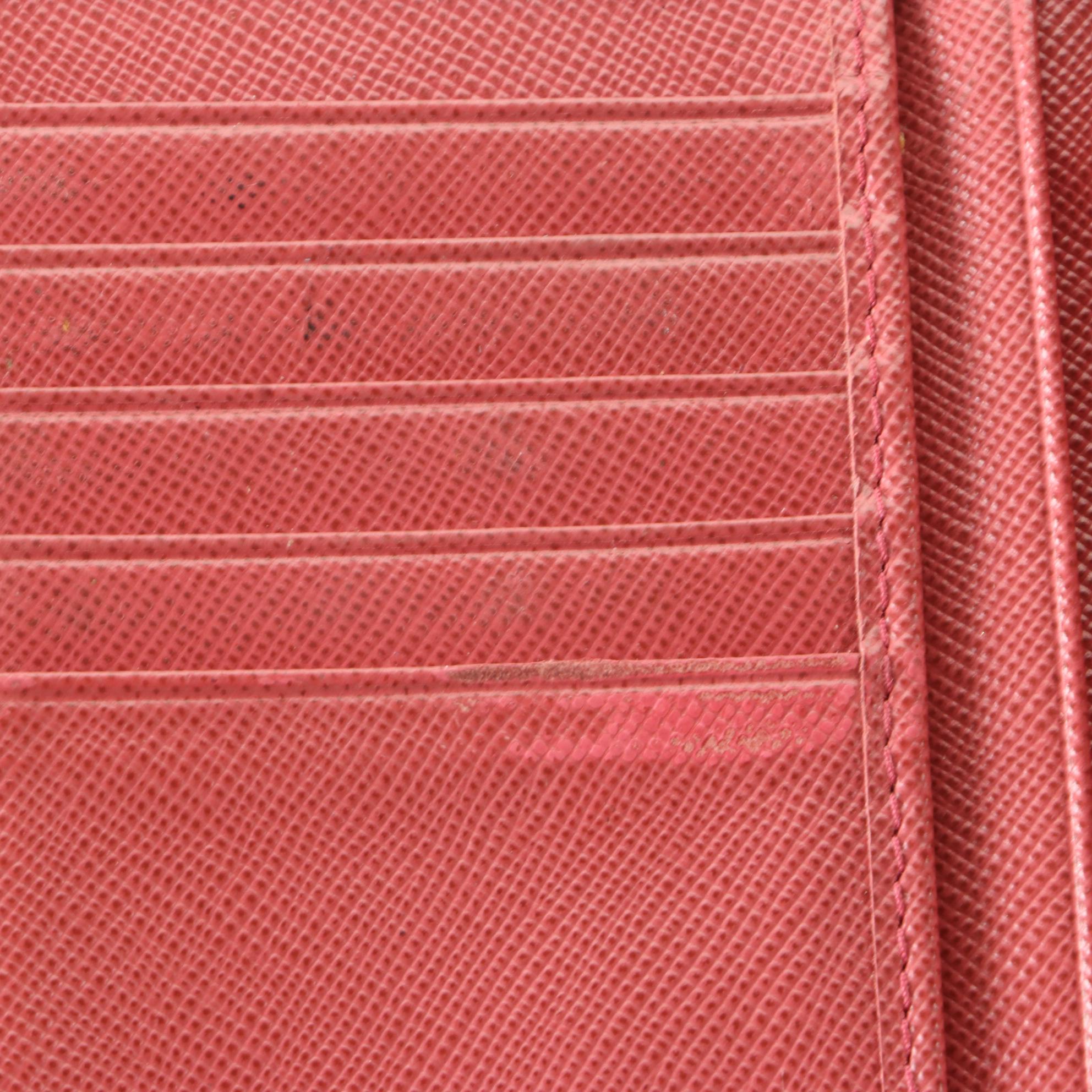 Prada Compact Multifunction Wallet in Dark Pink Saffiano Leather
