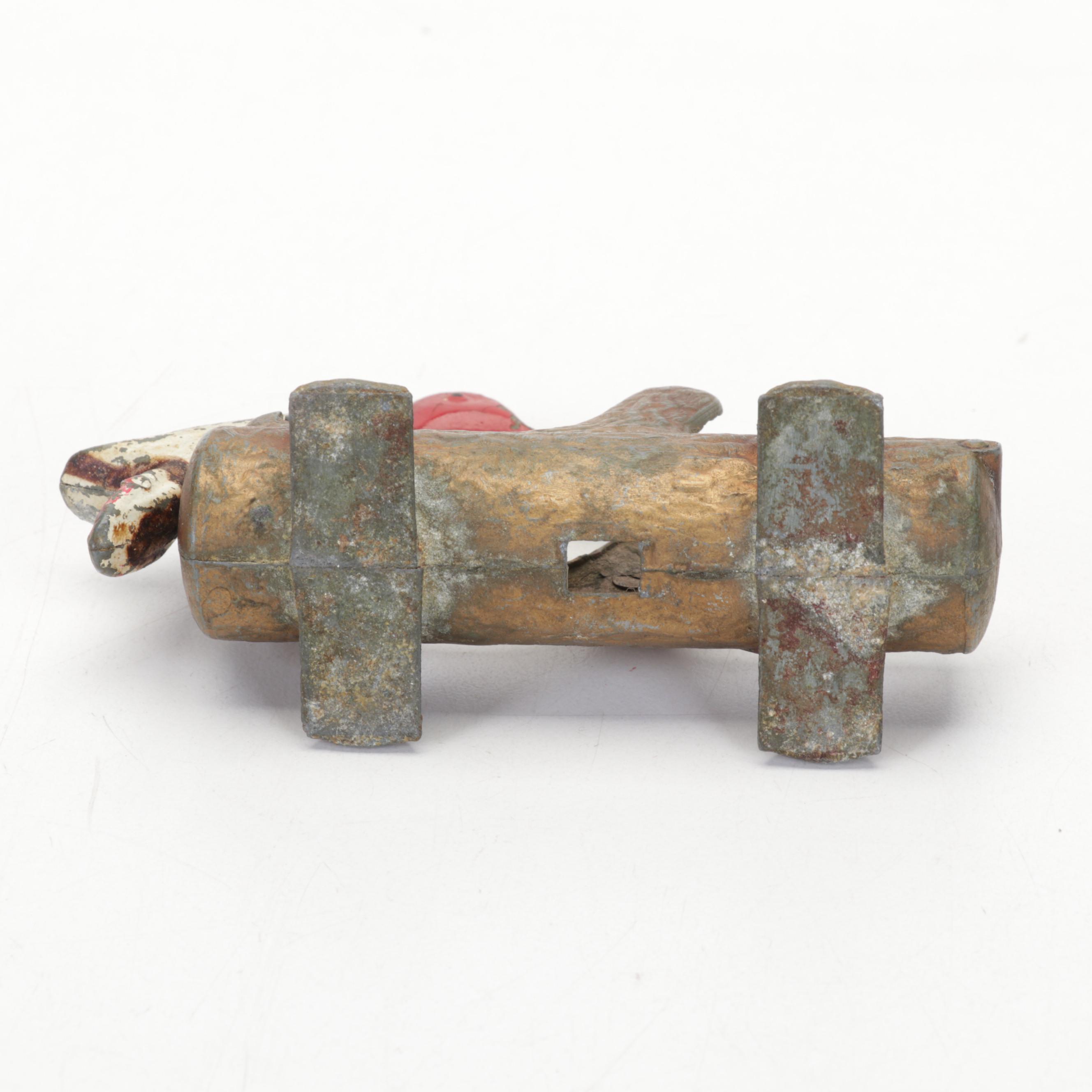 Painted Cast Metal Woodpecker Toothpick Dispenser, Mid-20th Century