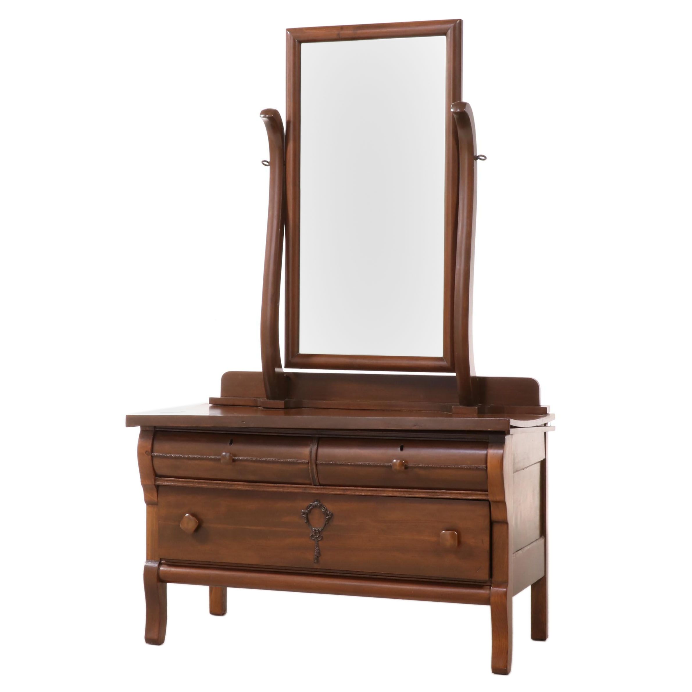 American Empire Revival Hardwood Three-Drawer Dresser, Early 20th Century