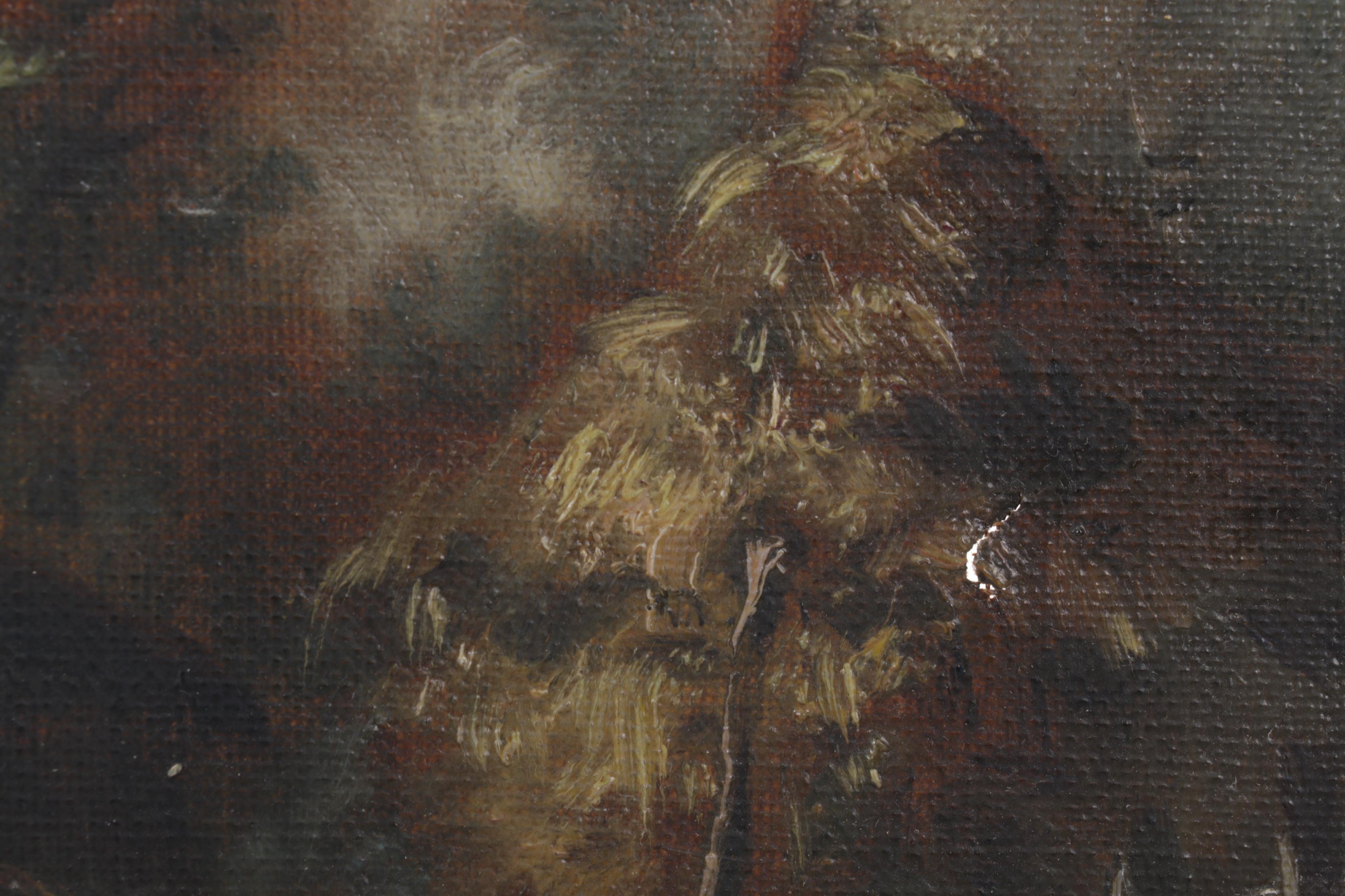 Louis Marie Lemaire Oil Painting of Chickens in Barnyard, Late 19th Century