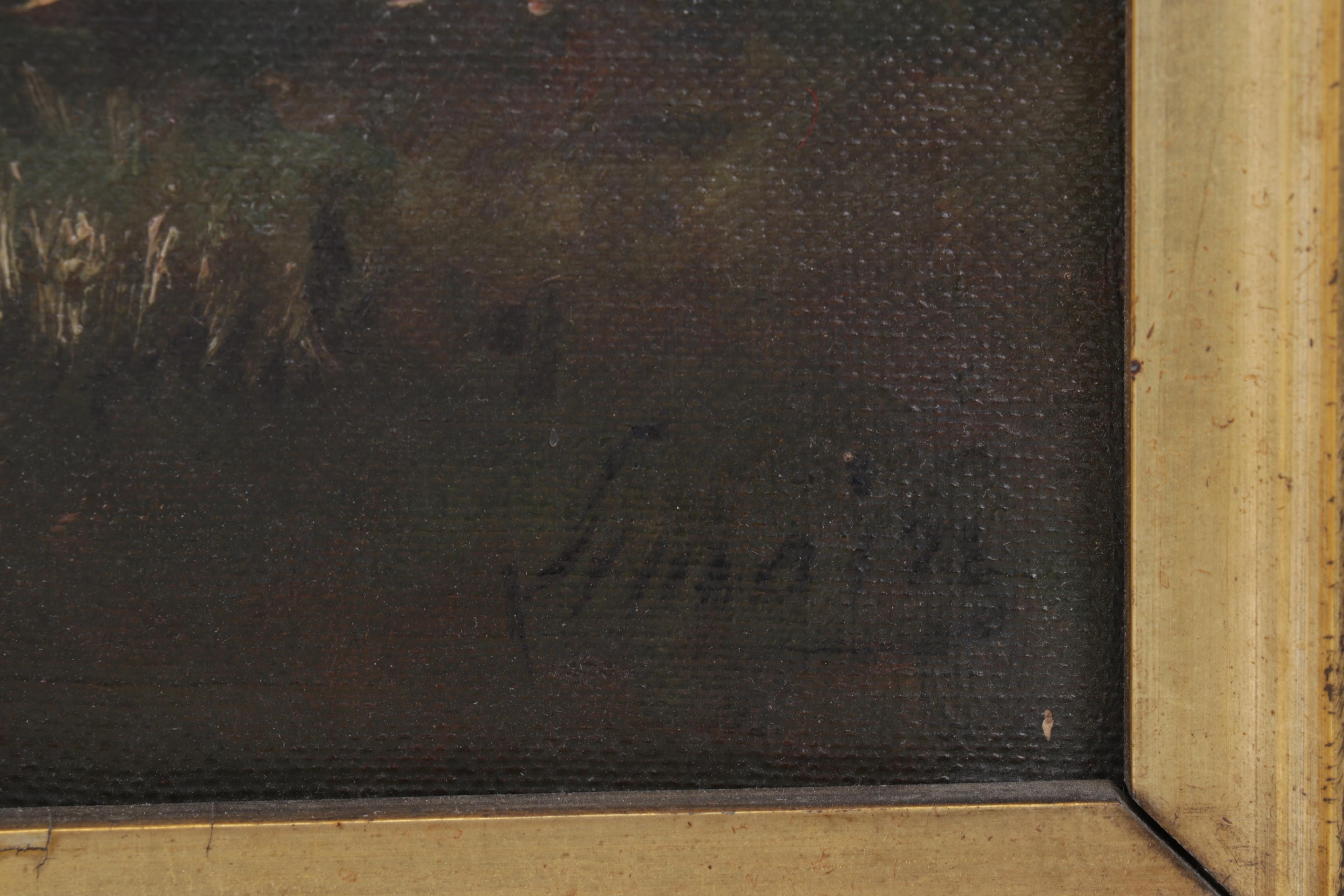 Louis Marie Lemaire Oil Painting of Chickens in Barnyard, Late 19th Century