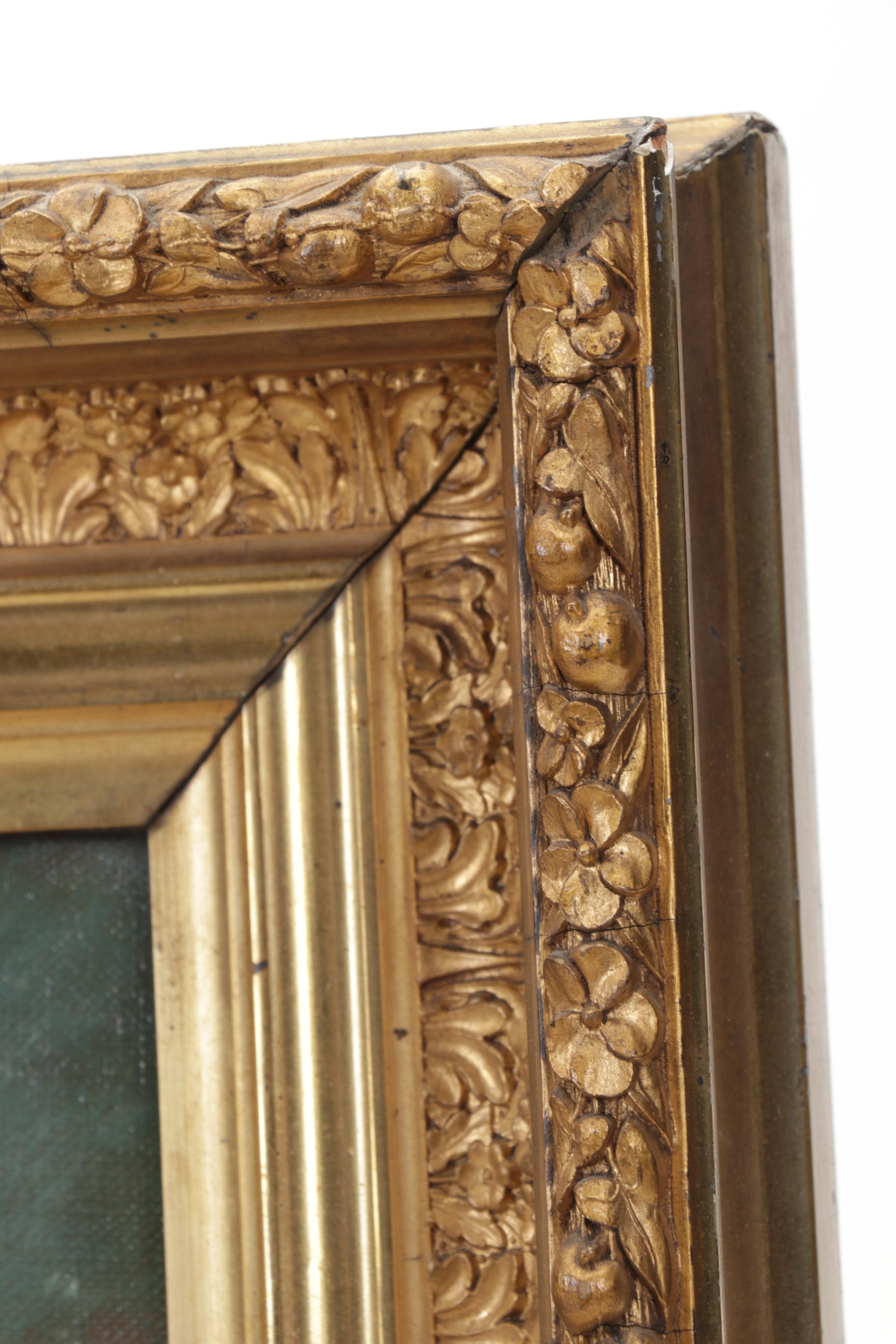 Louis Marie Lemaire Oil Painting of Chickens in Barnyard, Late 19th Century