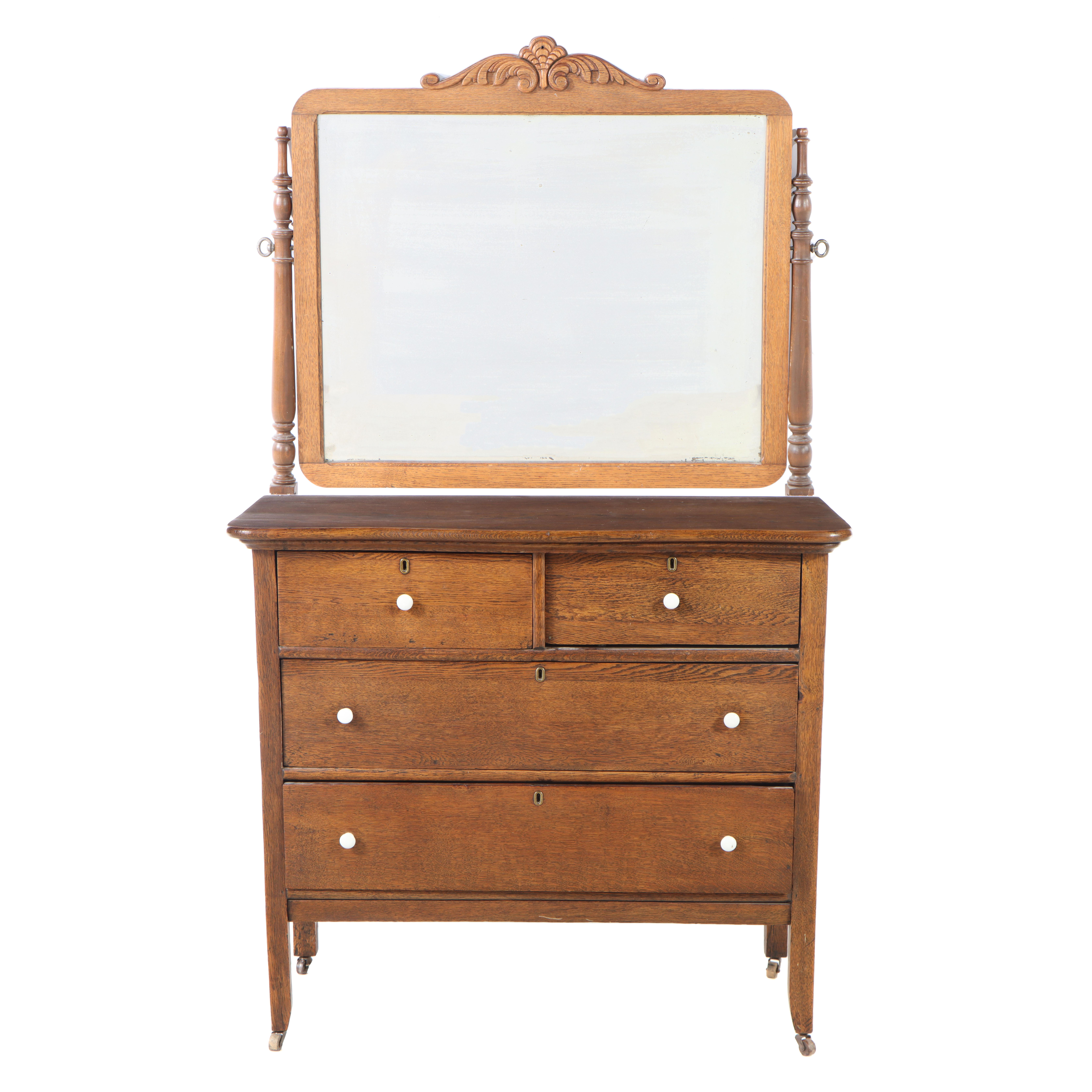 Late Victorian Oak Four-Drawer Dresser, Late 19th/Early 20th Century