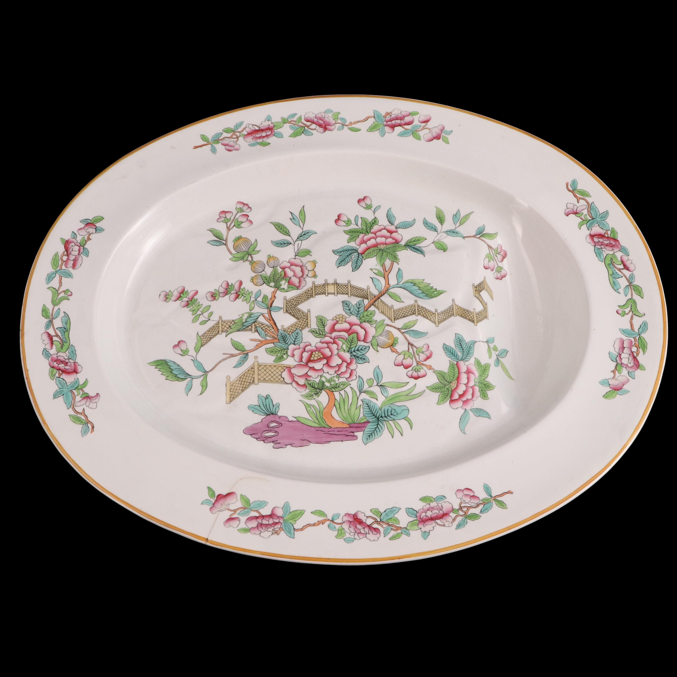 Copeland Chinoiserie Hand-Tinted Ironstone Meat Platter, 19th Century