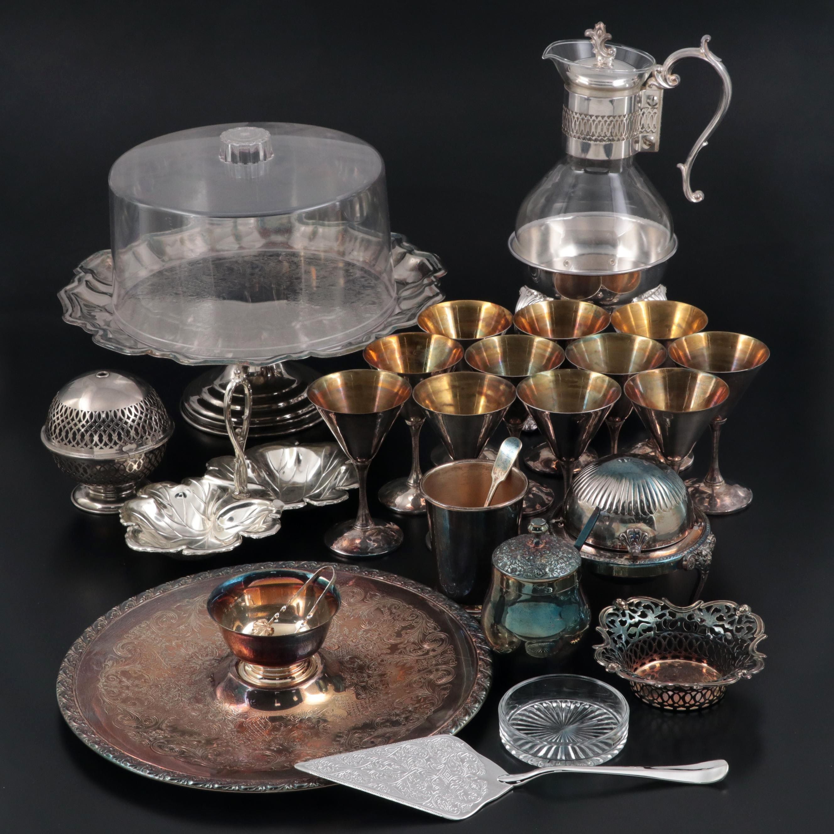 Wm Rogers with Other Silver Plate Tableware and Sterling Sugar Tongs