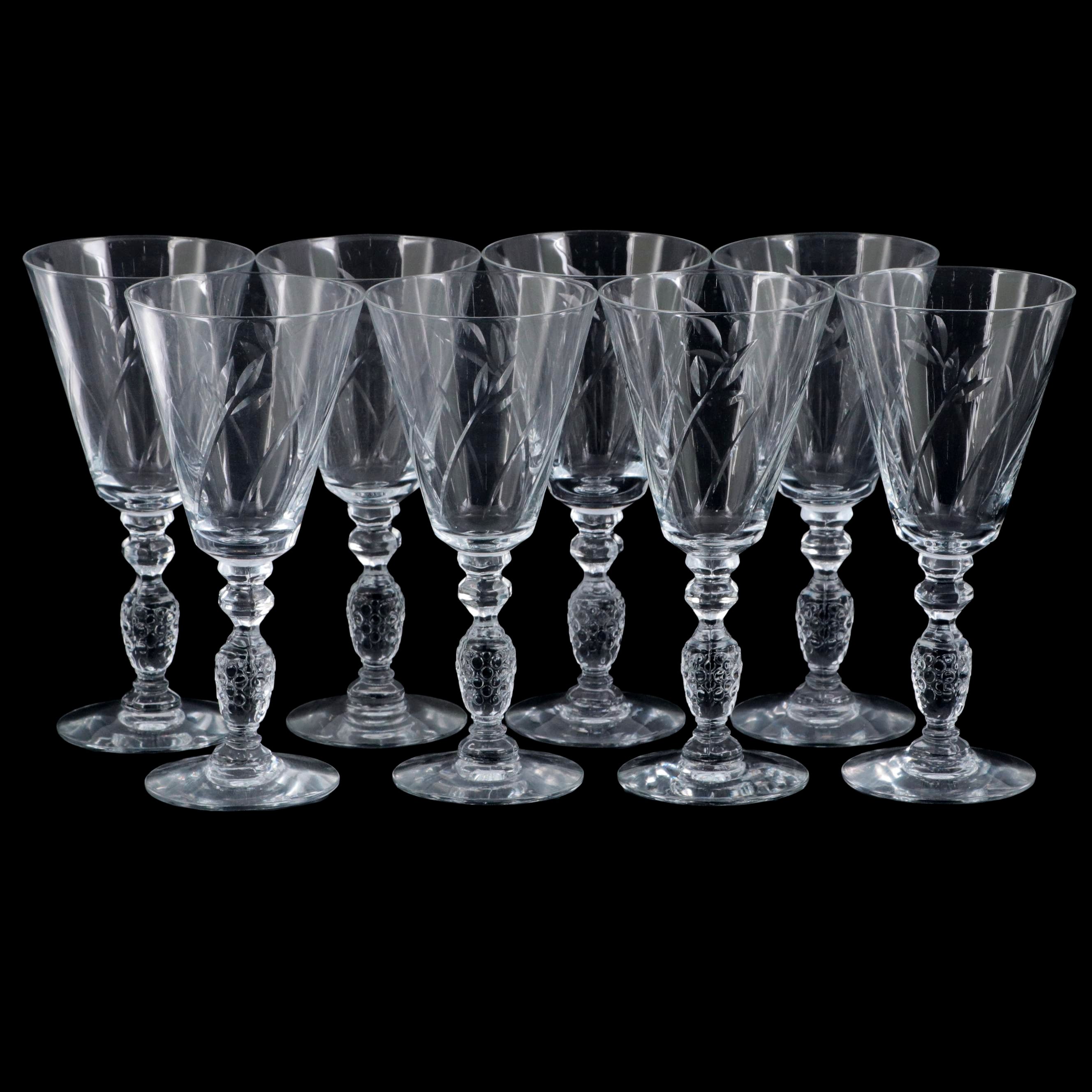 Etched Glass Wine Goblets