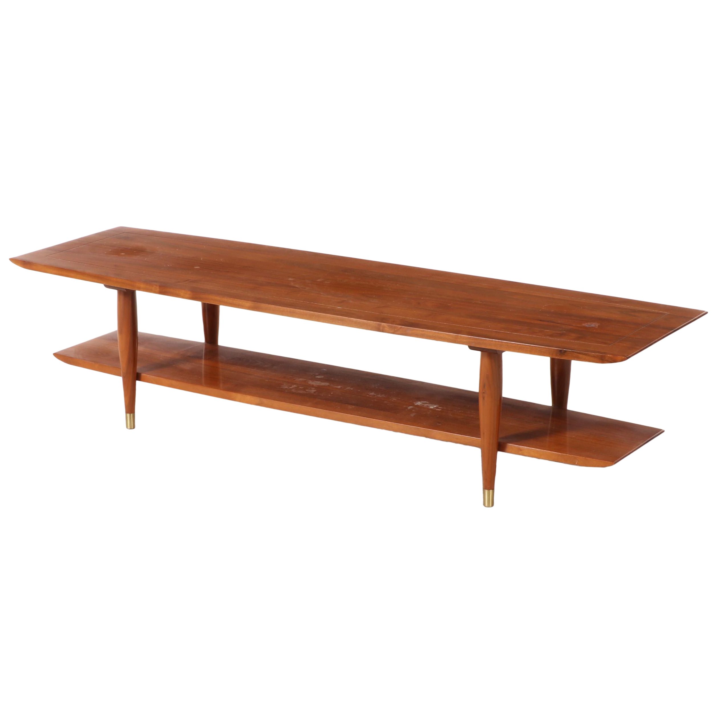 Bissman Mid Century Modern Walnut Two-Tier Coffee Table
