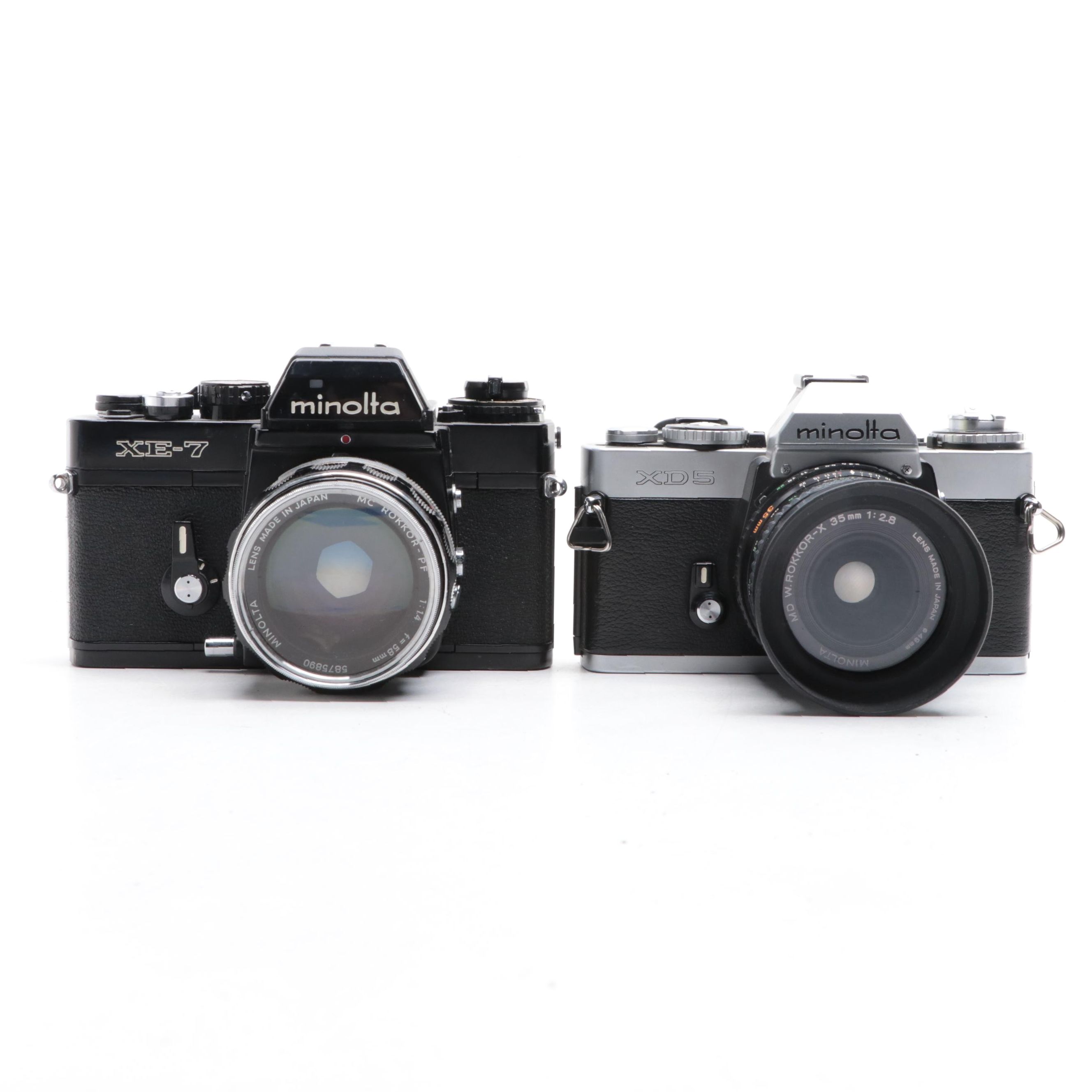 Minolta XE-7 and XD-5 35 mm SLR Cameras, Mid to Late 20th Century