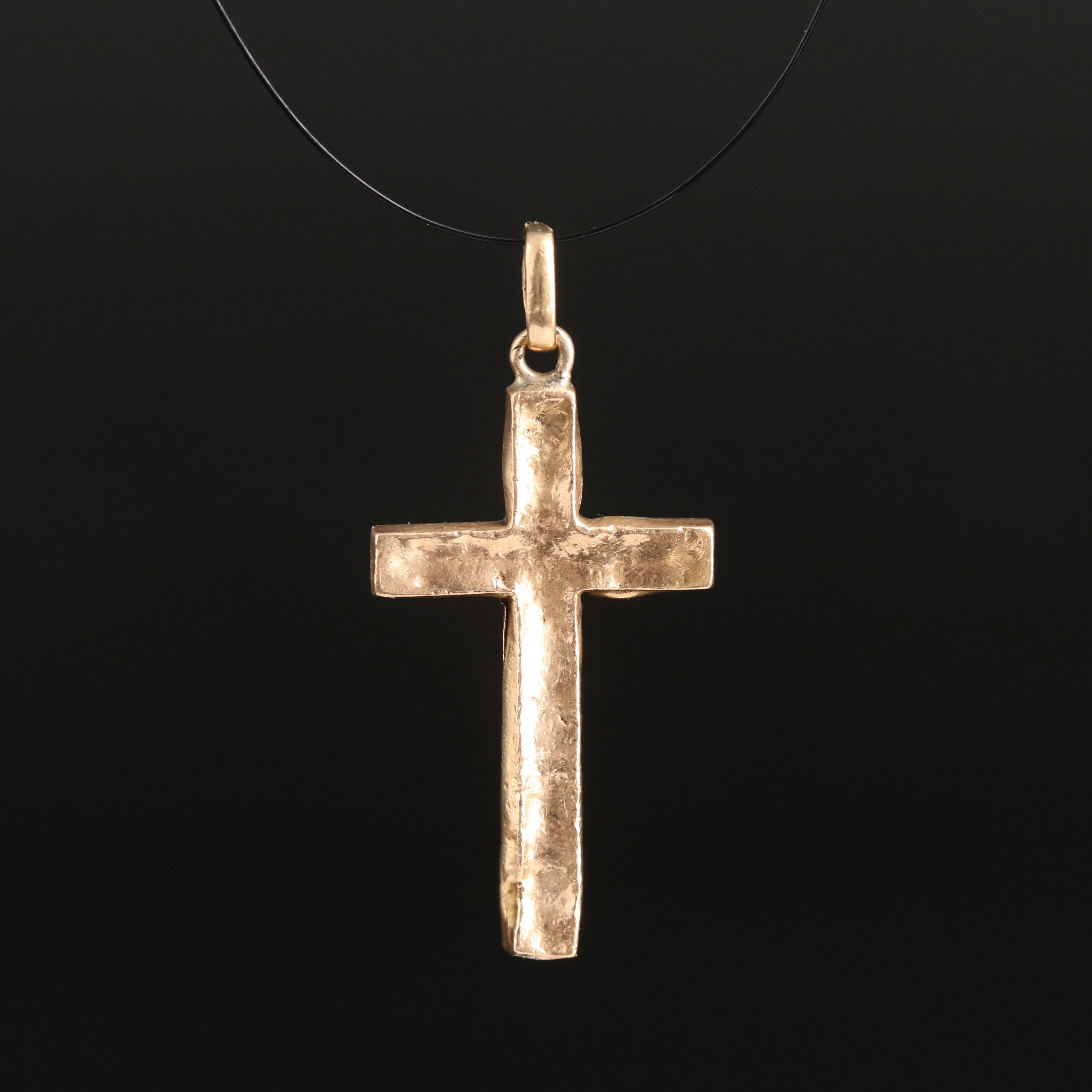 14K Hammered Concave Cross