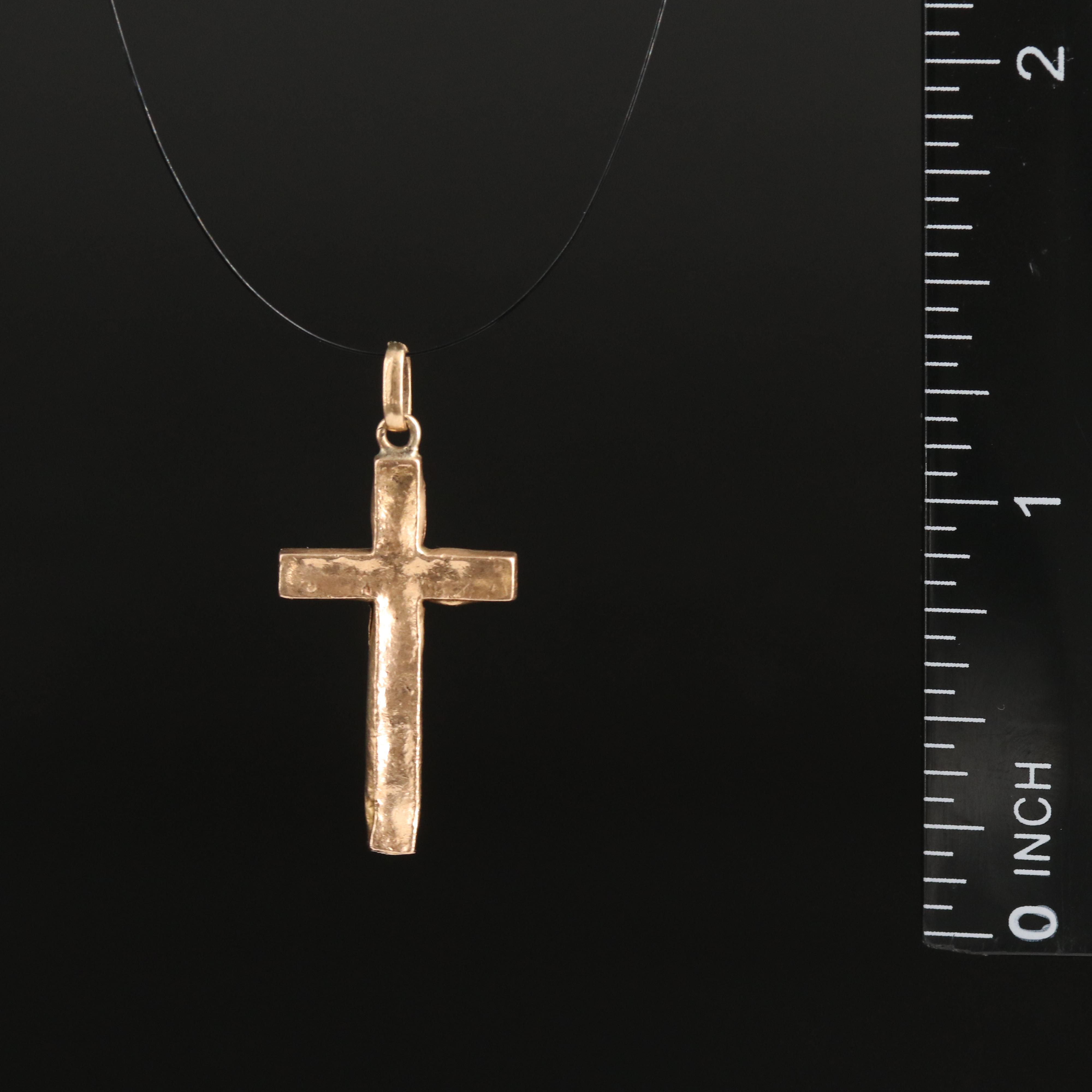 14K Hammered Concave Cross