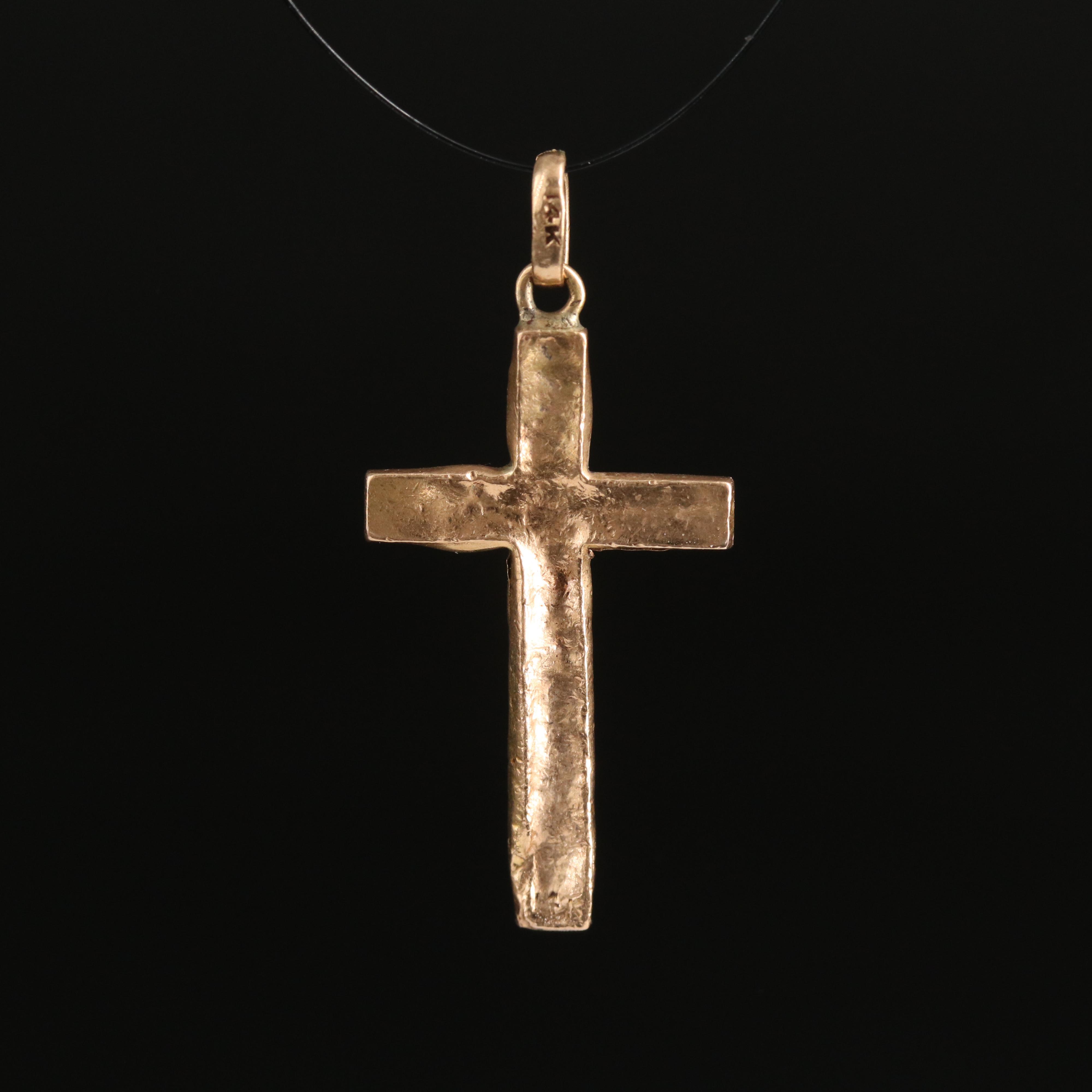 14K Hammered Concave Cross