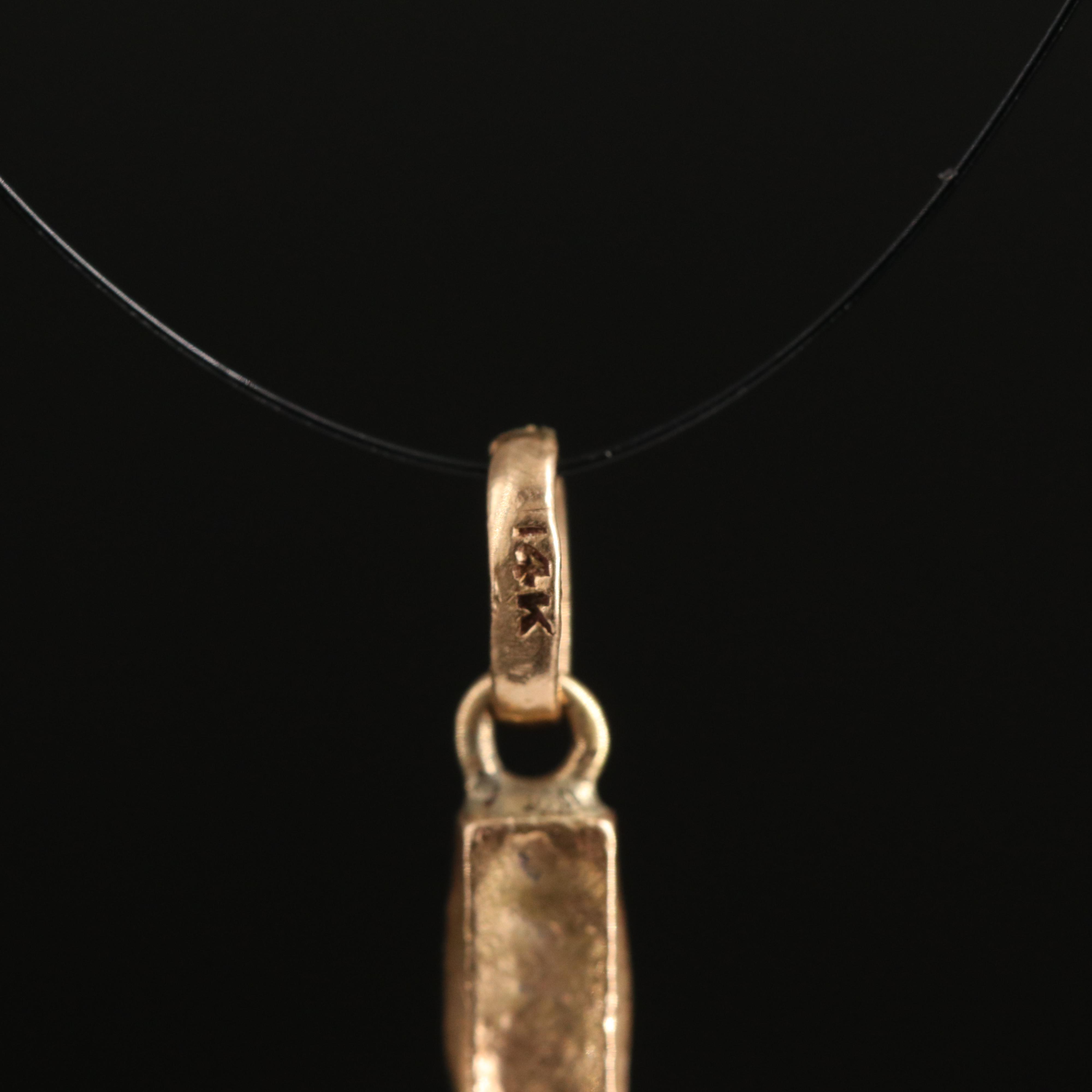 14K Hammered Concave Cross