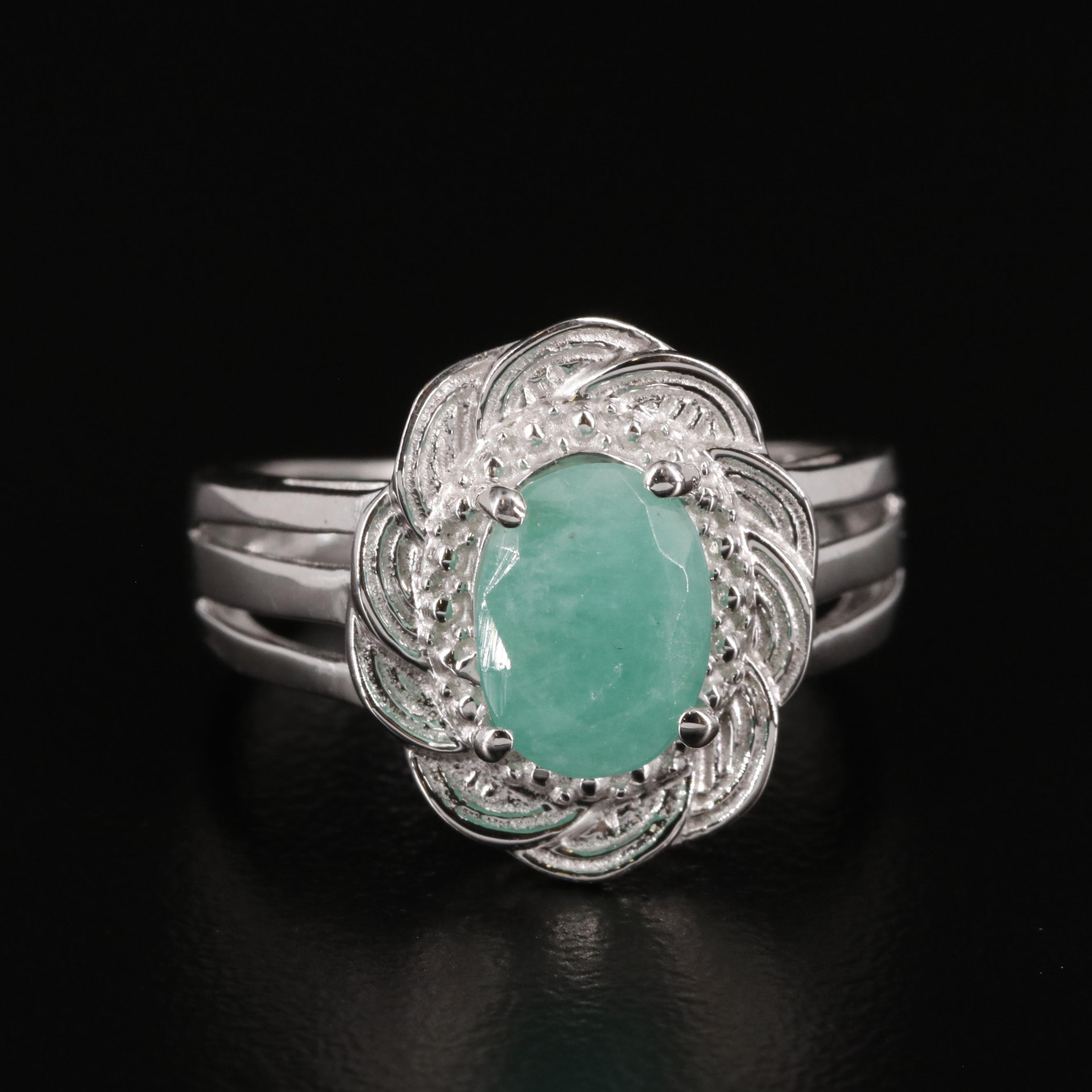 Sterling and Emerald Ring