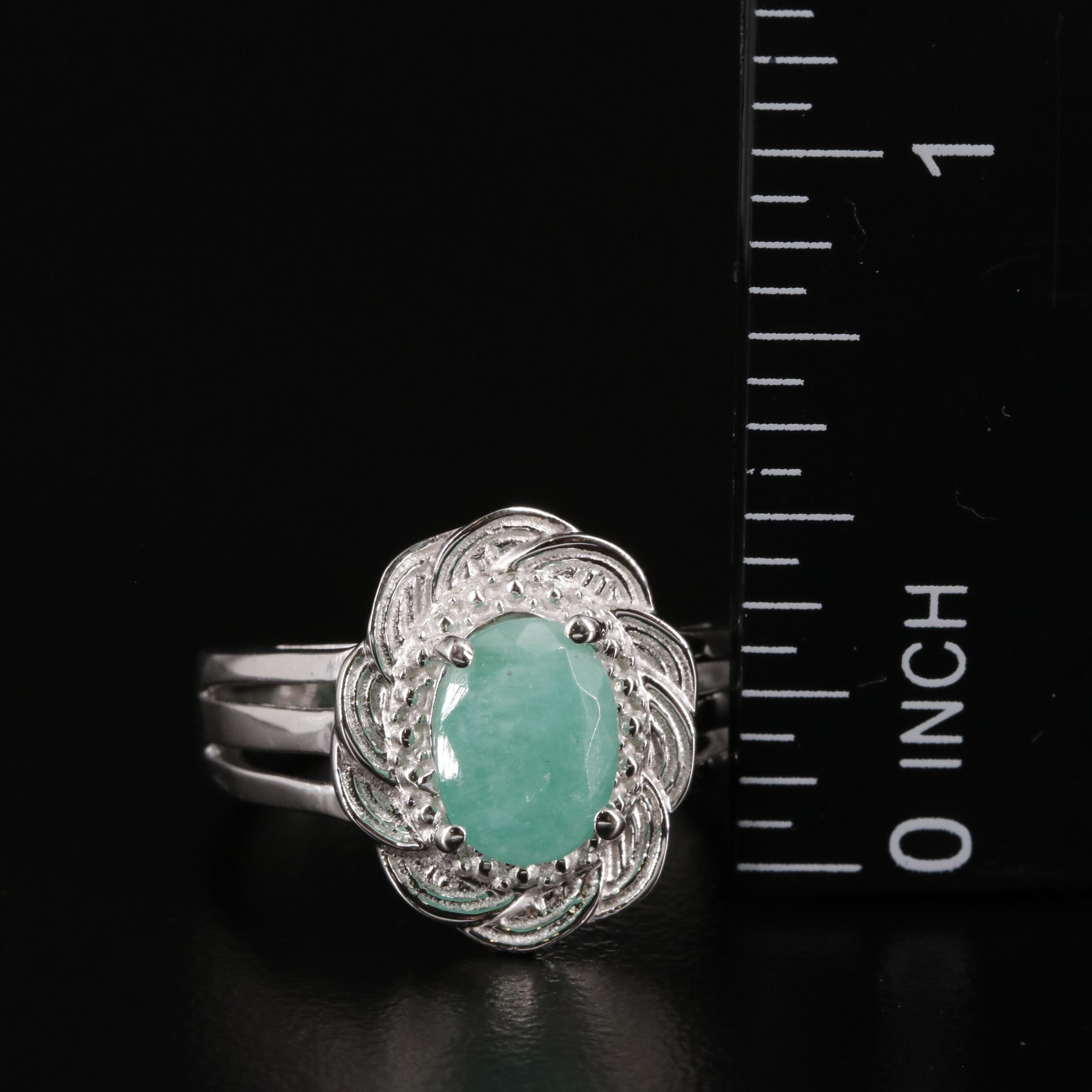 Sterling and Emerald Ring