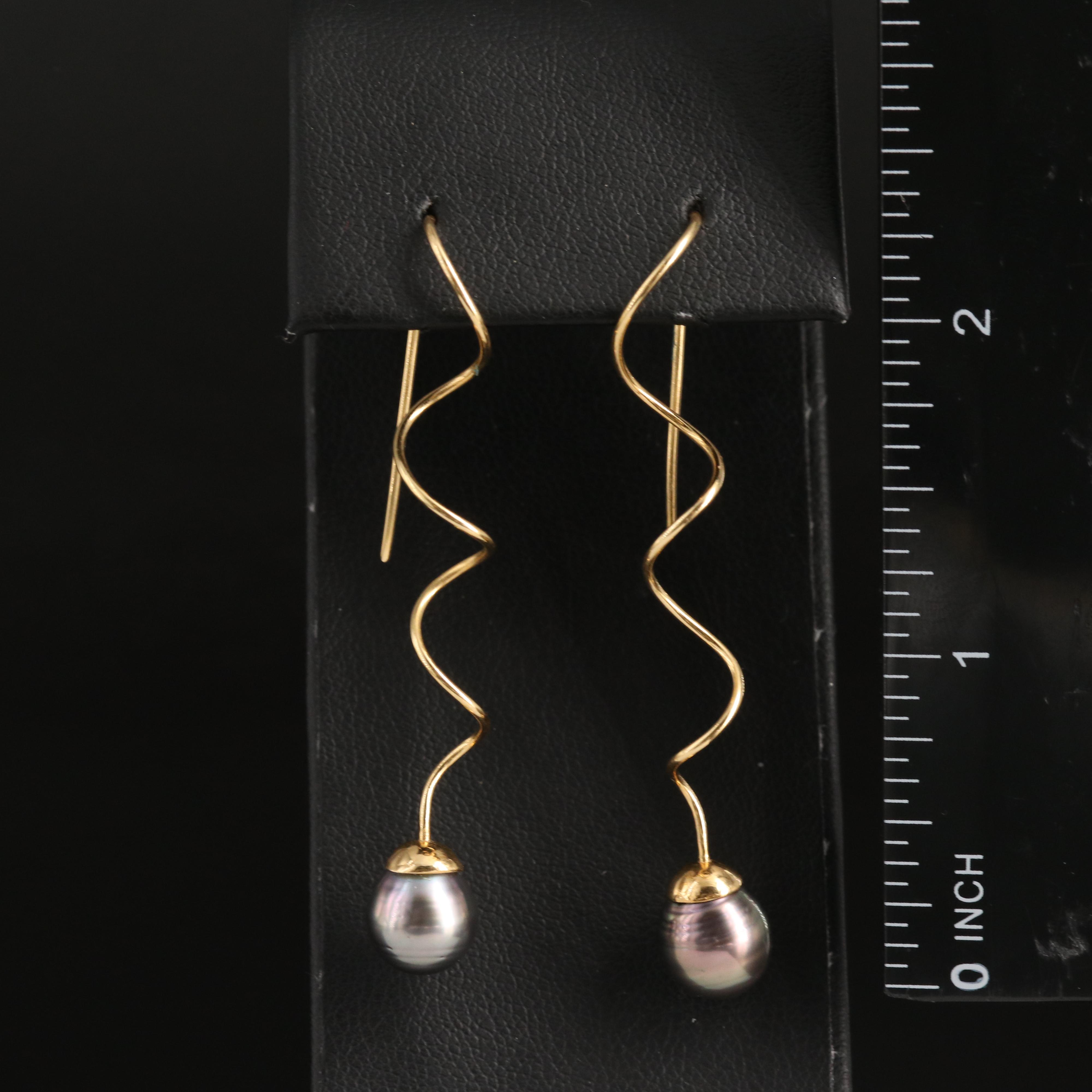 18K Pearl Spiral Threader Earrings