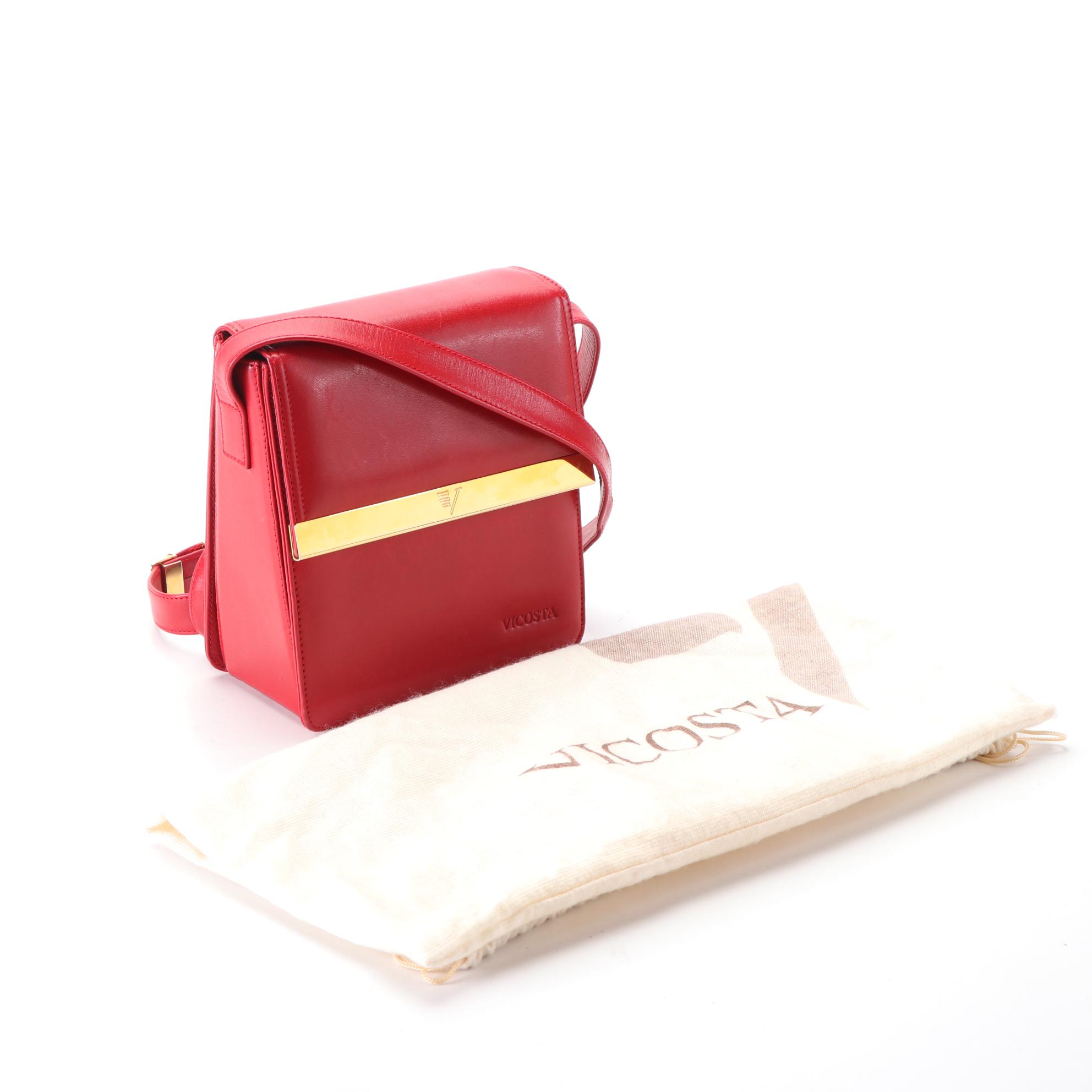 Vicosta Structured Crossbody Bag in Red Leather