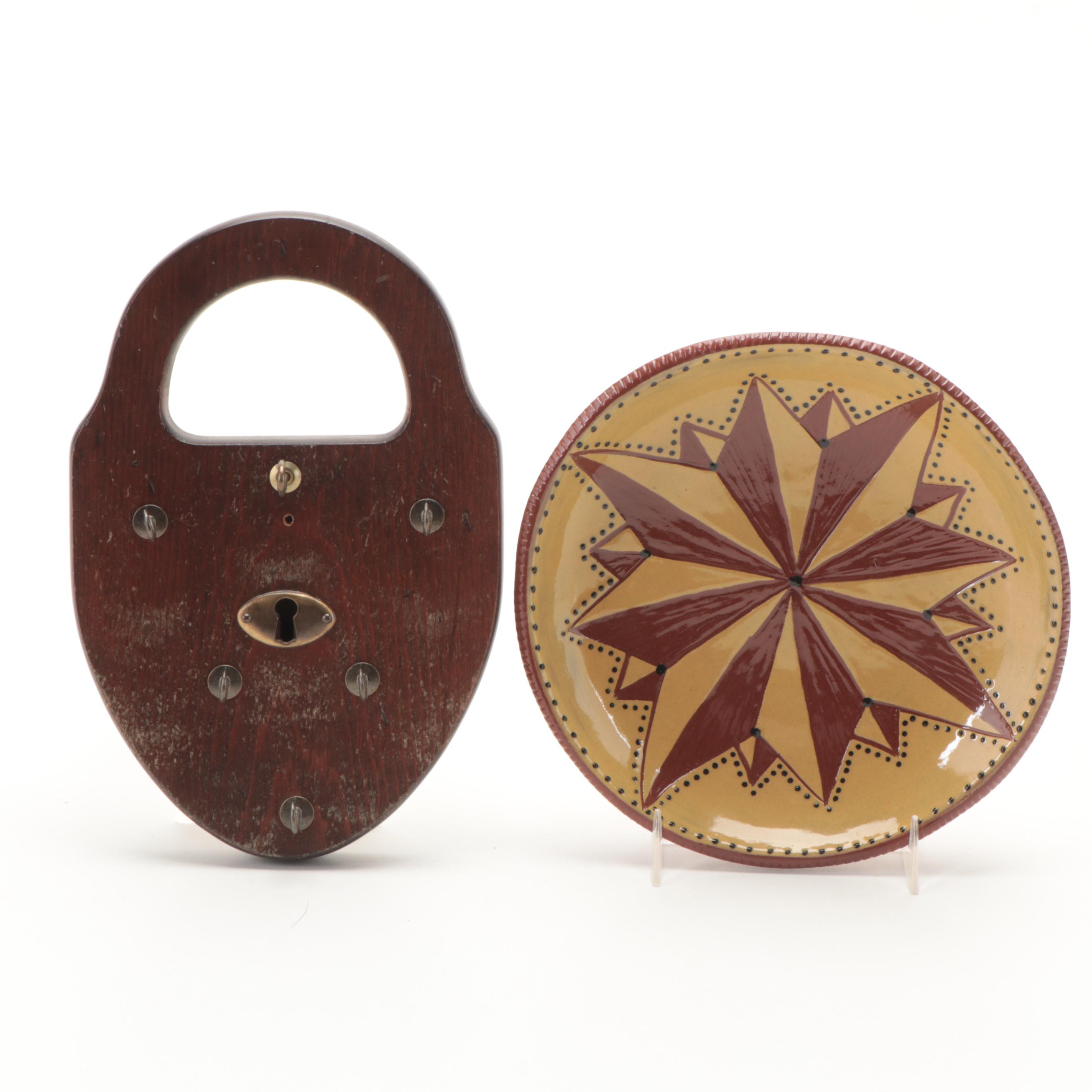 Tom Wintczak Redware Glazed Bowl with Stoneware Crocks and Other Décor