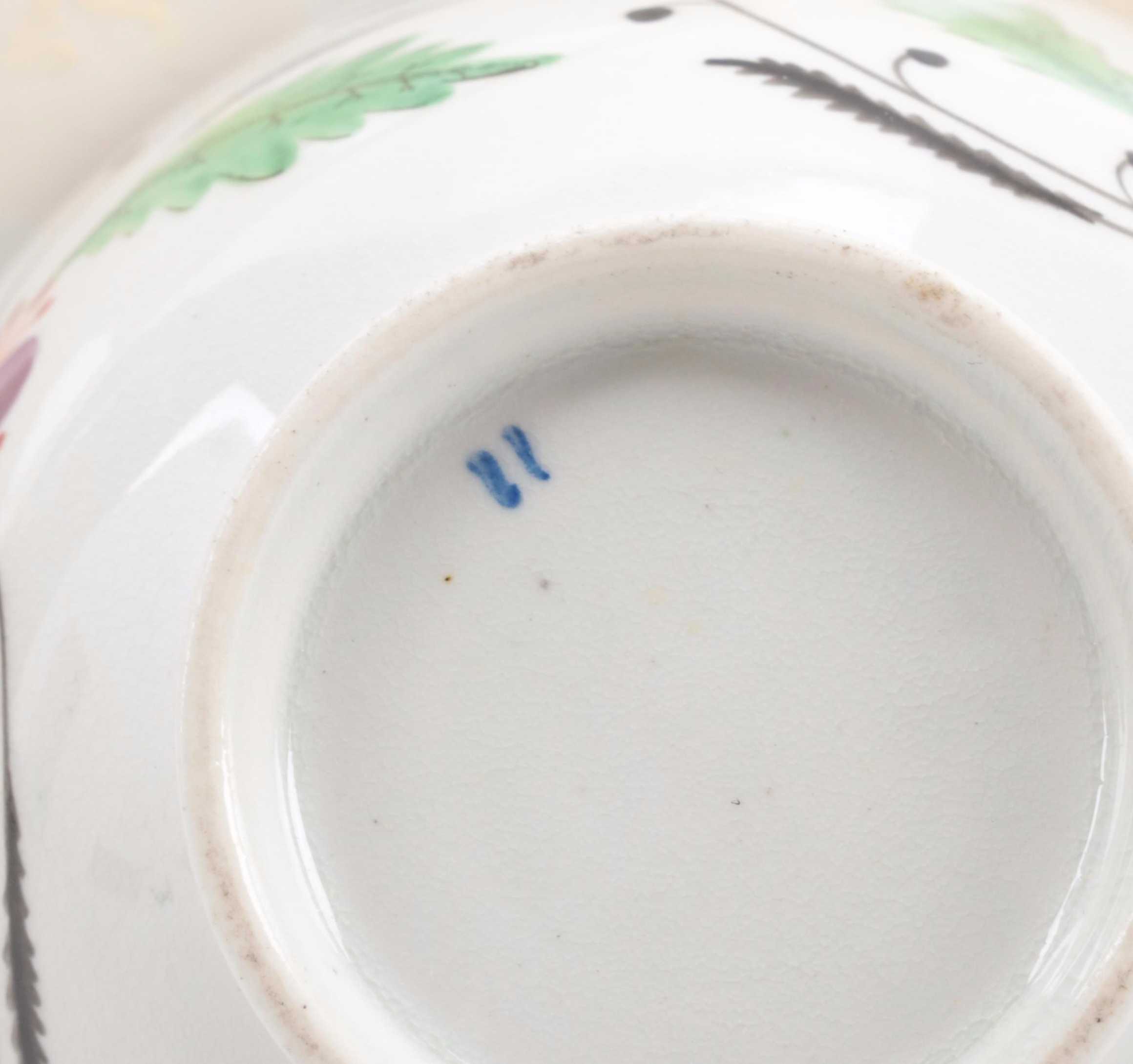 English Pearlware Tea Bowls and Cups with Other European Hand-Painted Teacups