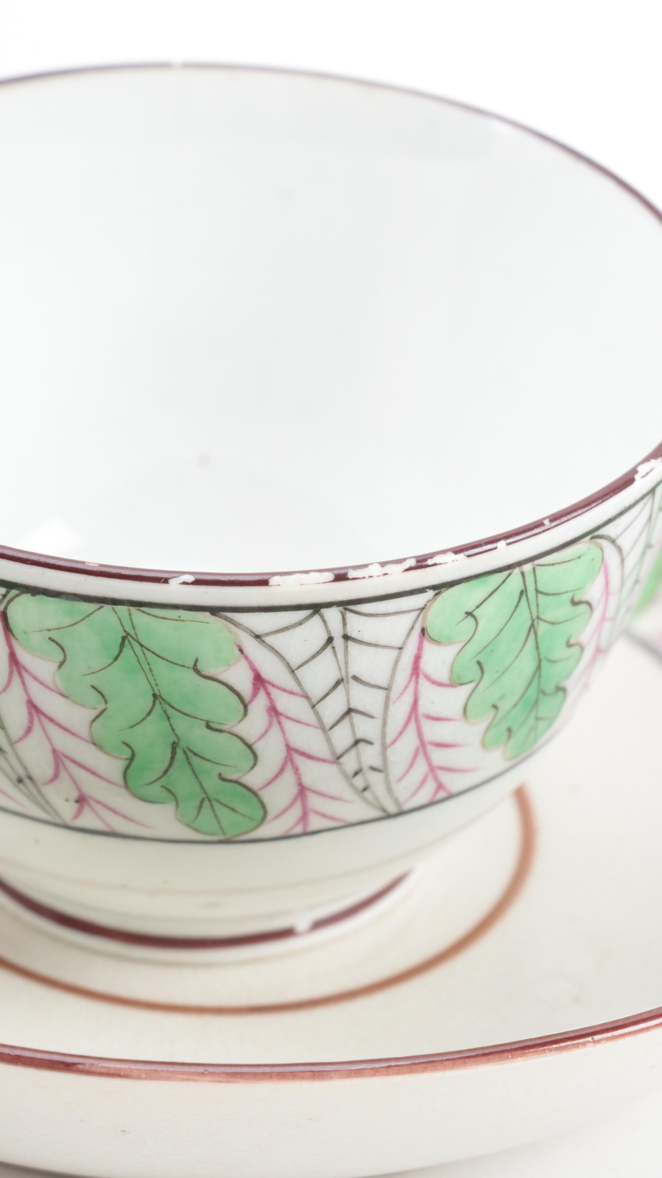 English Pearlware Tea Bowls and Cups with Other European Hand-Painted Teacups