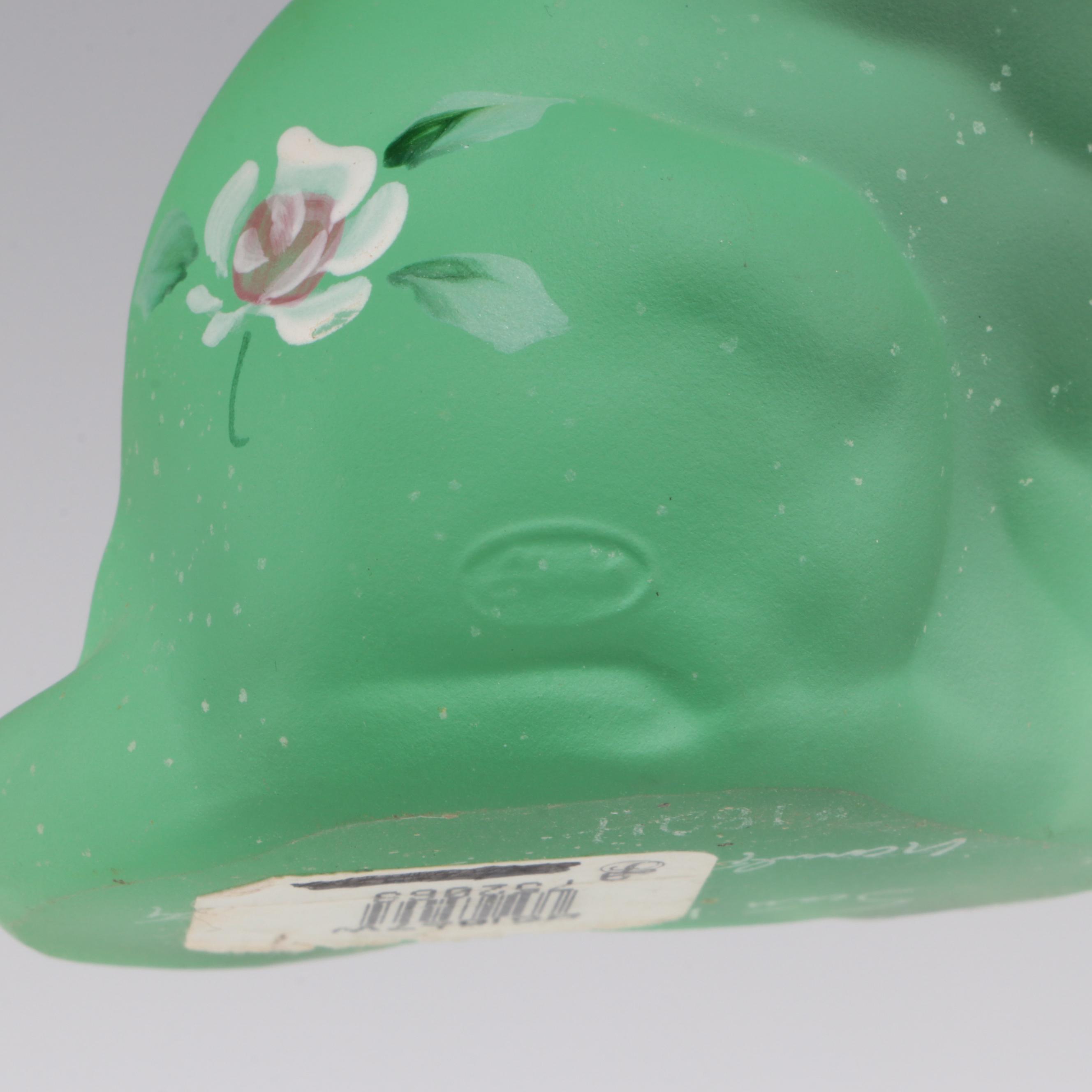 Fenton Hand-Painted Frosted Glass Compote and Cat Figurine