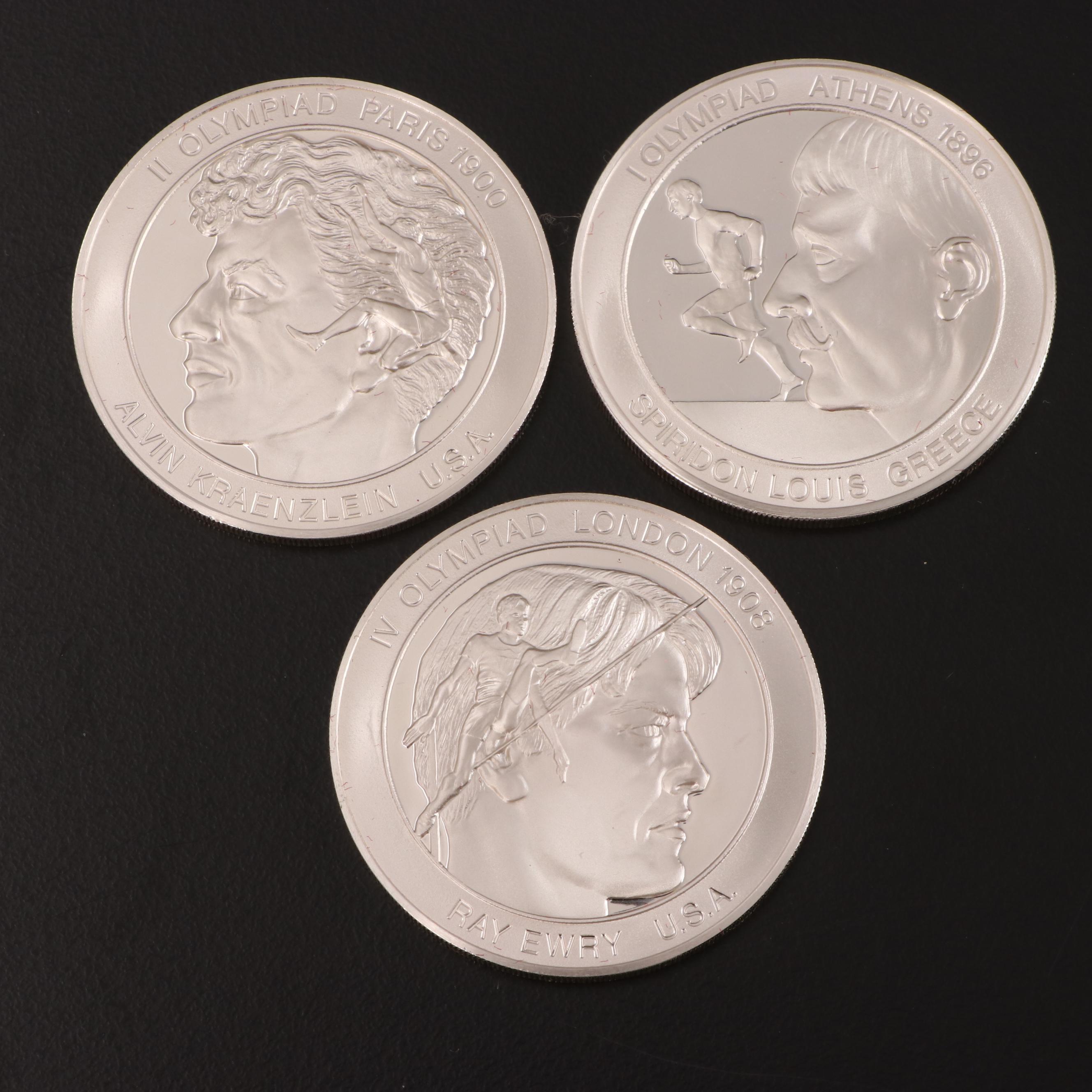 The Franklin Mint "Great Olympic Moments" Sterling Silver Medals Set