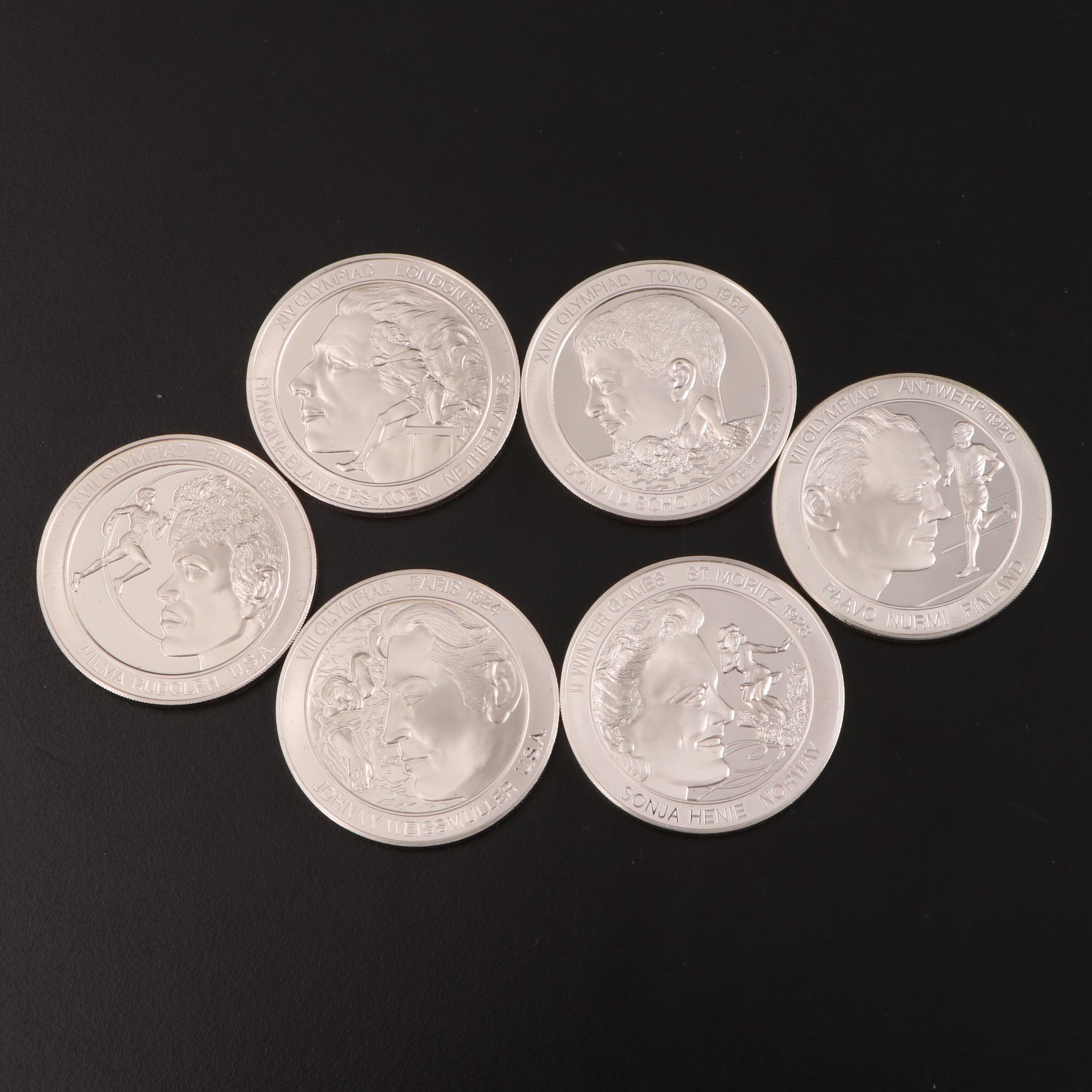 The Franklin Mint "Great Olympic Moments" Sterling Silver Medals Set
