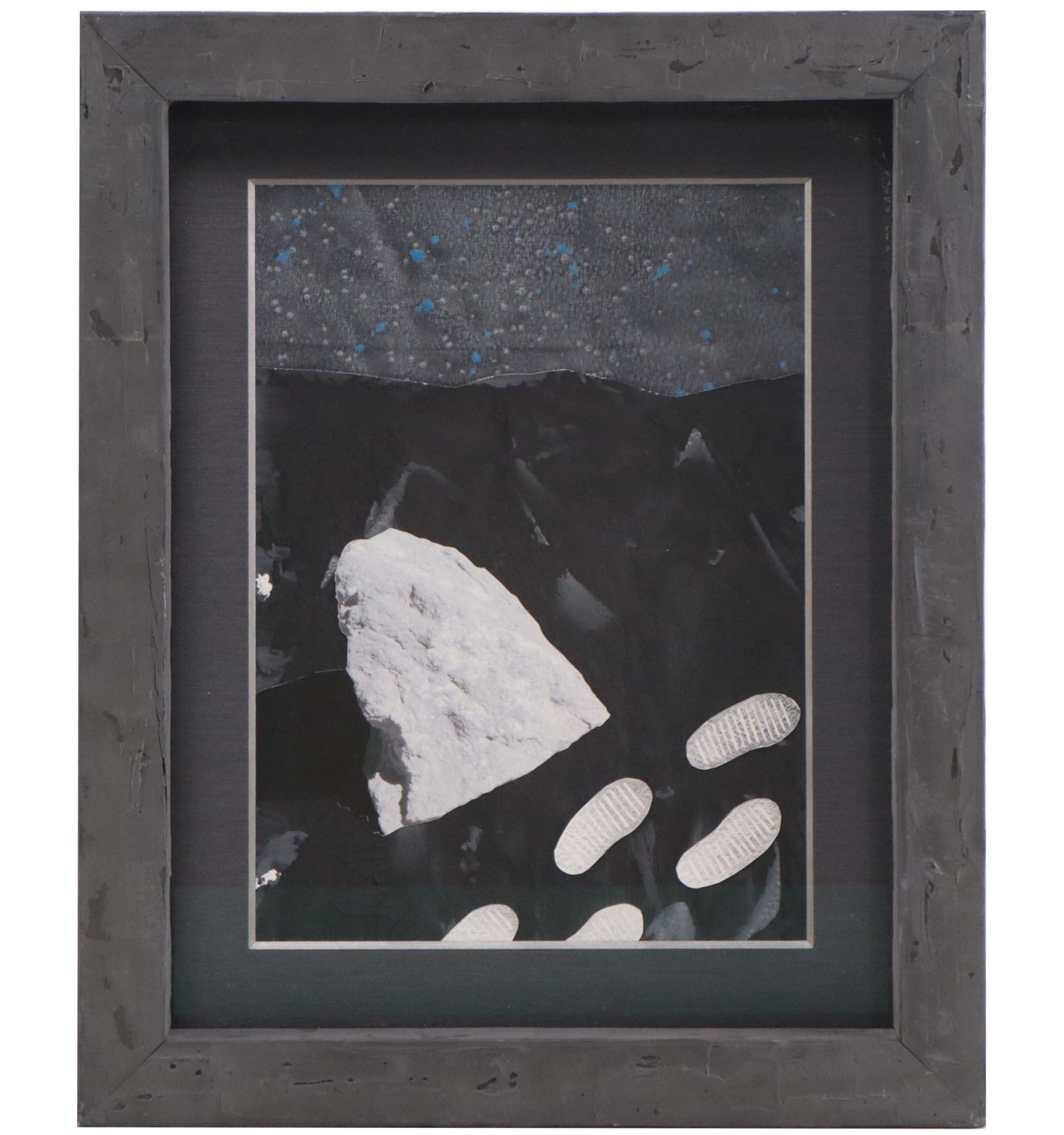Abstract Mixed Media Collage of Footprints On The Moon
