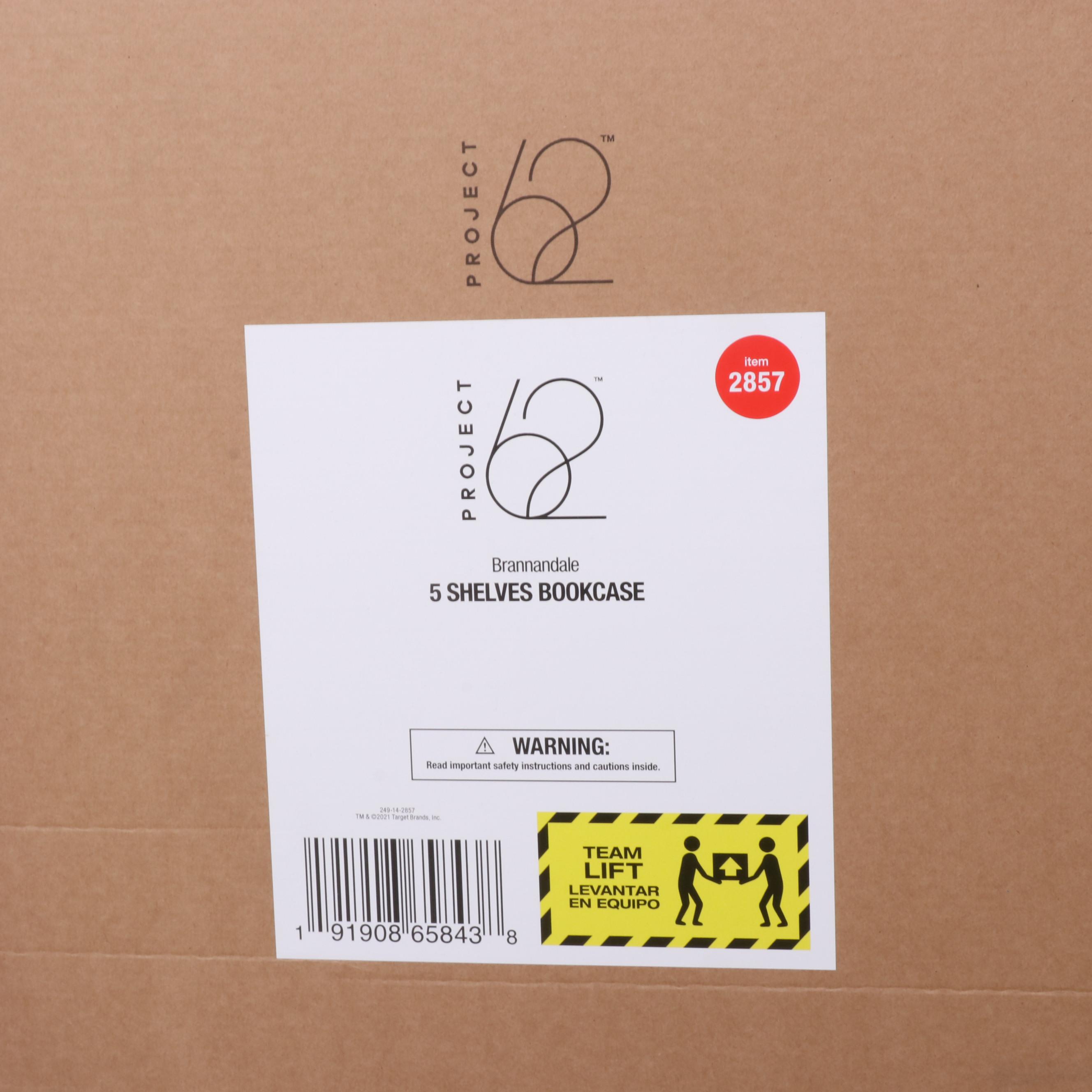 Project 62 Brannandale Five-Shelf Walnut Finish Bookcase