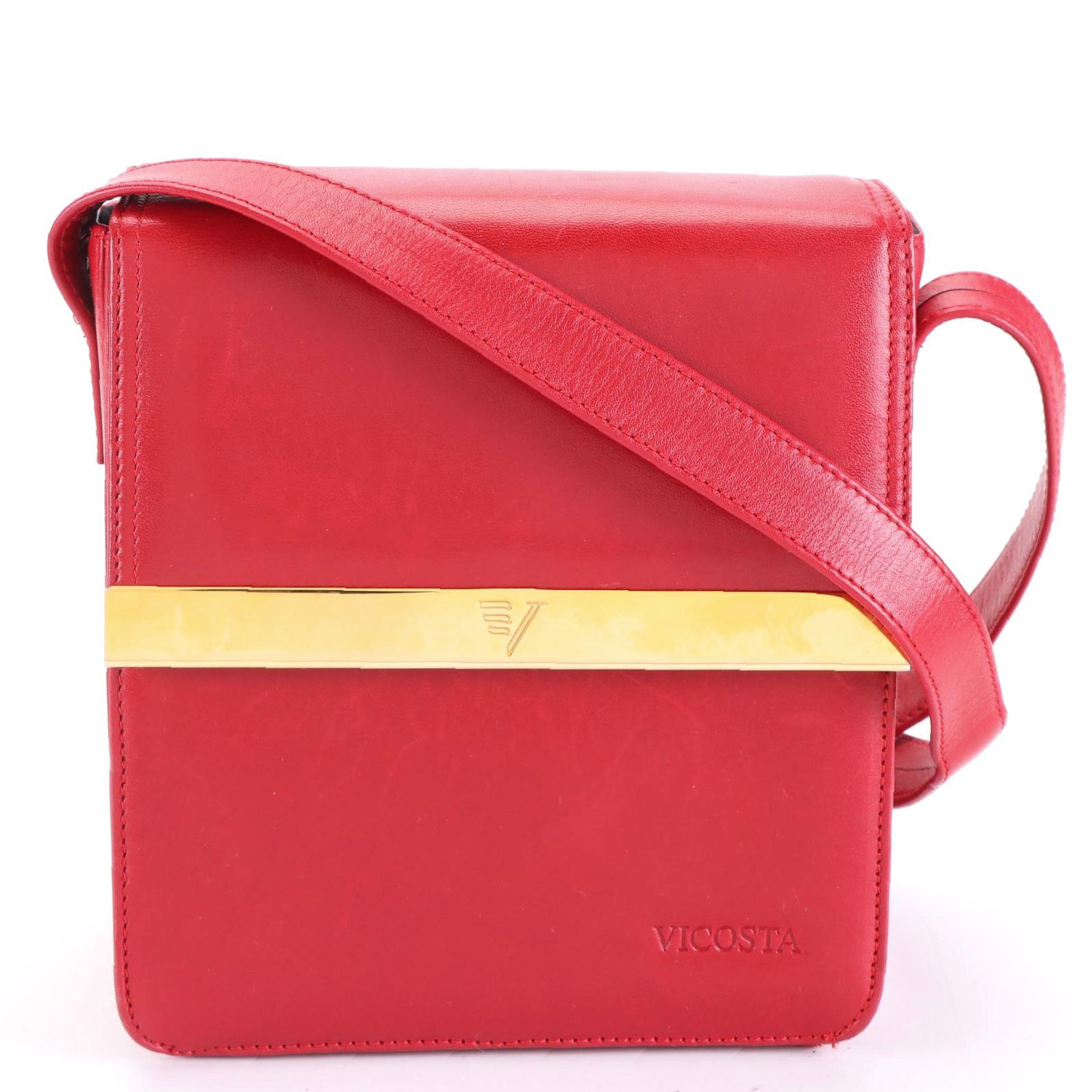 Vicosta Structured Crossbody Bag in Red Leather